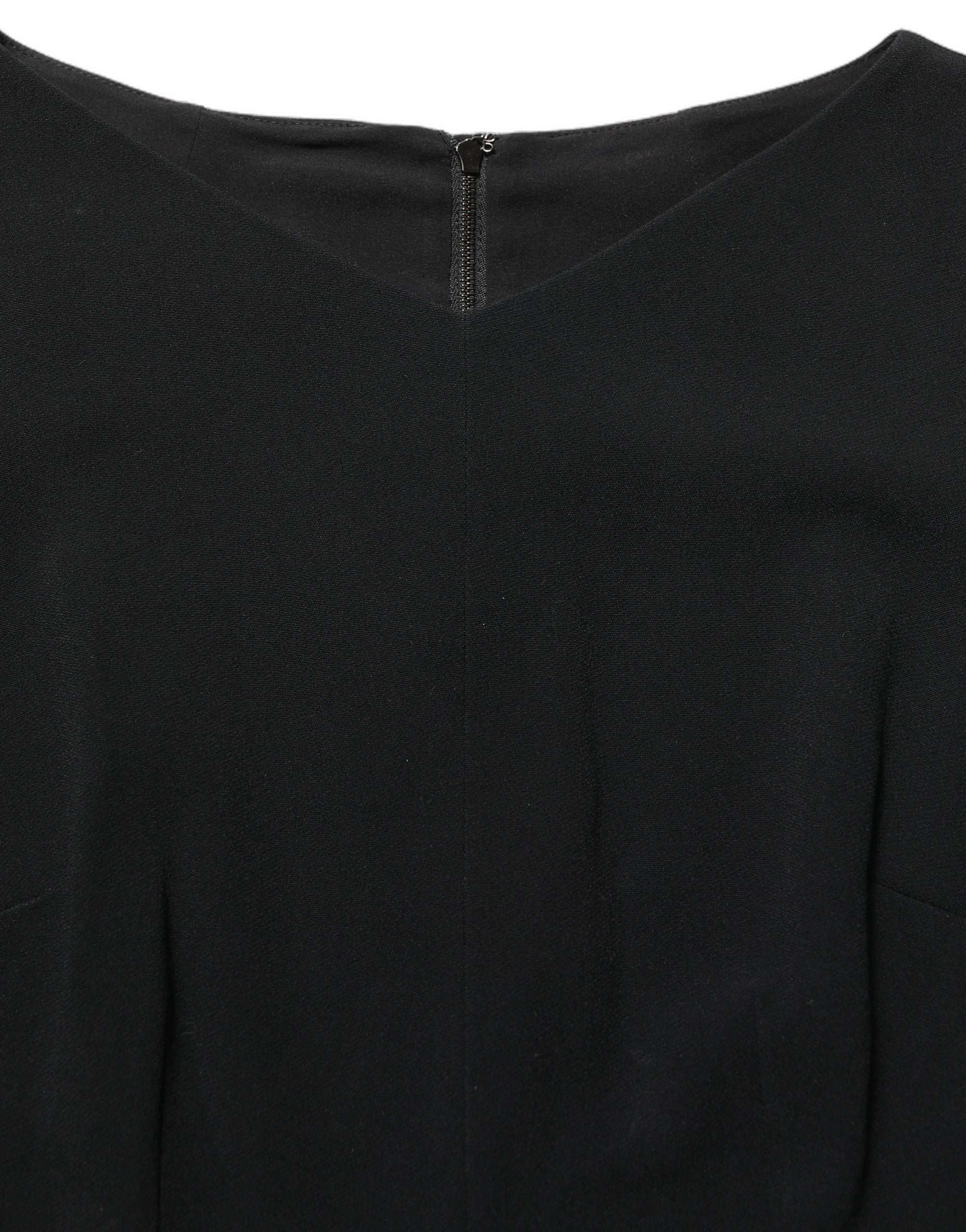Dolce & Gabbana Schwarzes Midikleid mit kurzen Ärmeln und A-Linie aus Viskose