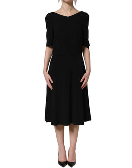 Dolce & Gabbana Schwarzes Midikleid mit kurzen Ärmeln und A-Linie aus Viskose