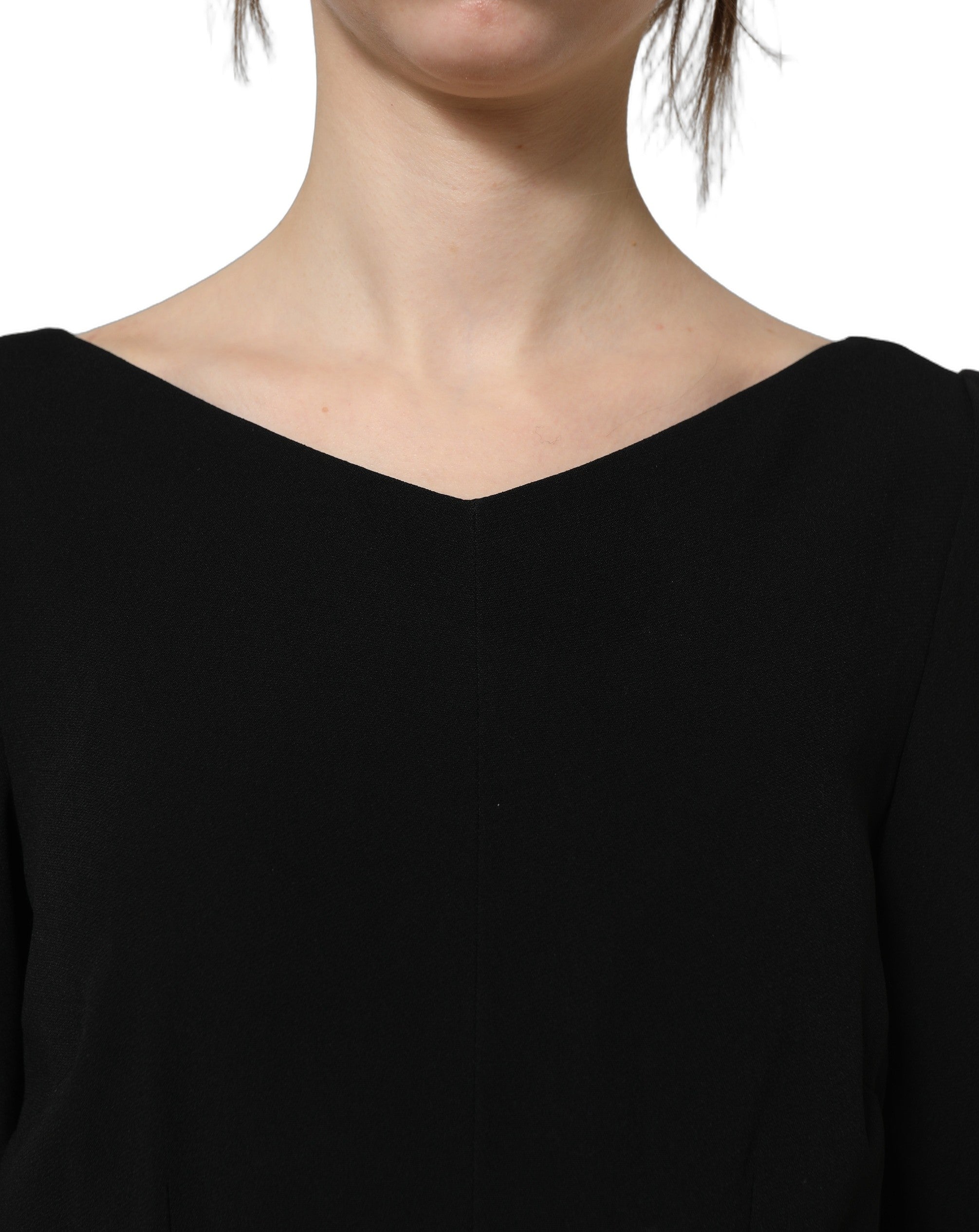 Dolce & Gabbana Schwarzes Midikleid mit kurzen Ärmeln und A-Linie aus Viskose