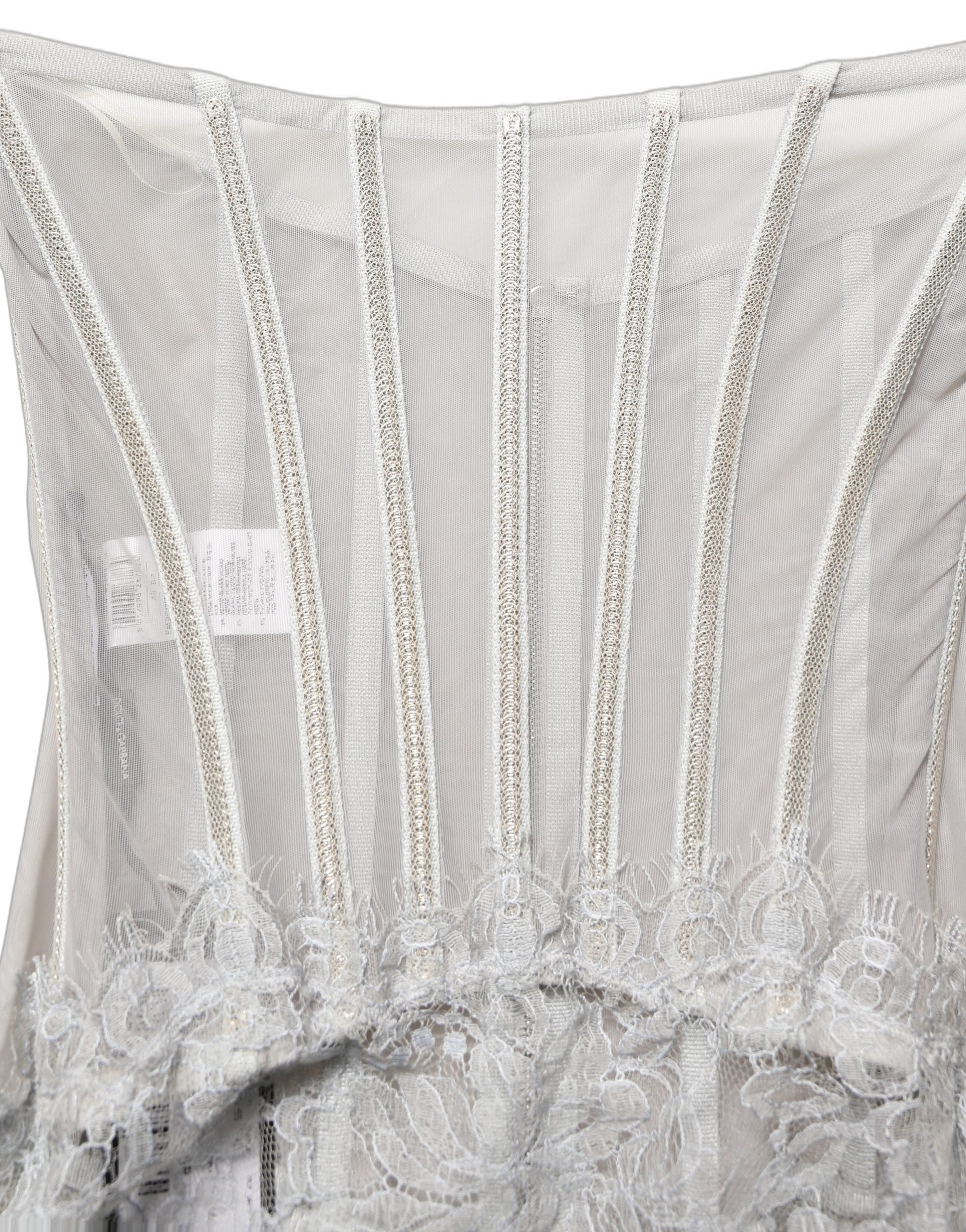 Dolce & Gabbana Graues Spitzenkorsett-Maxikleid