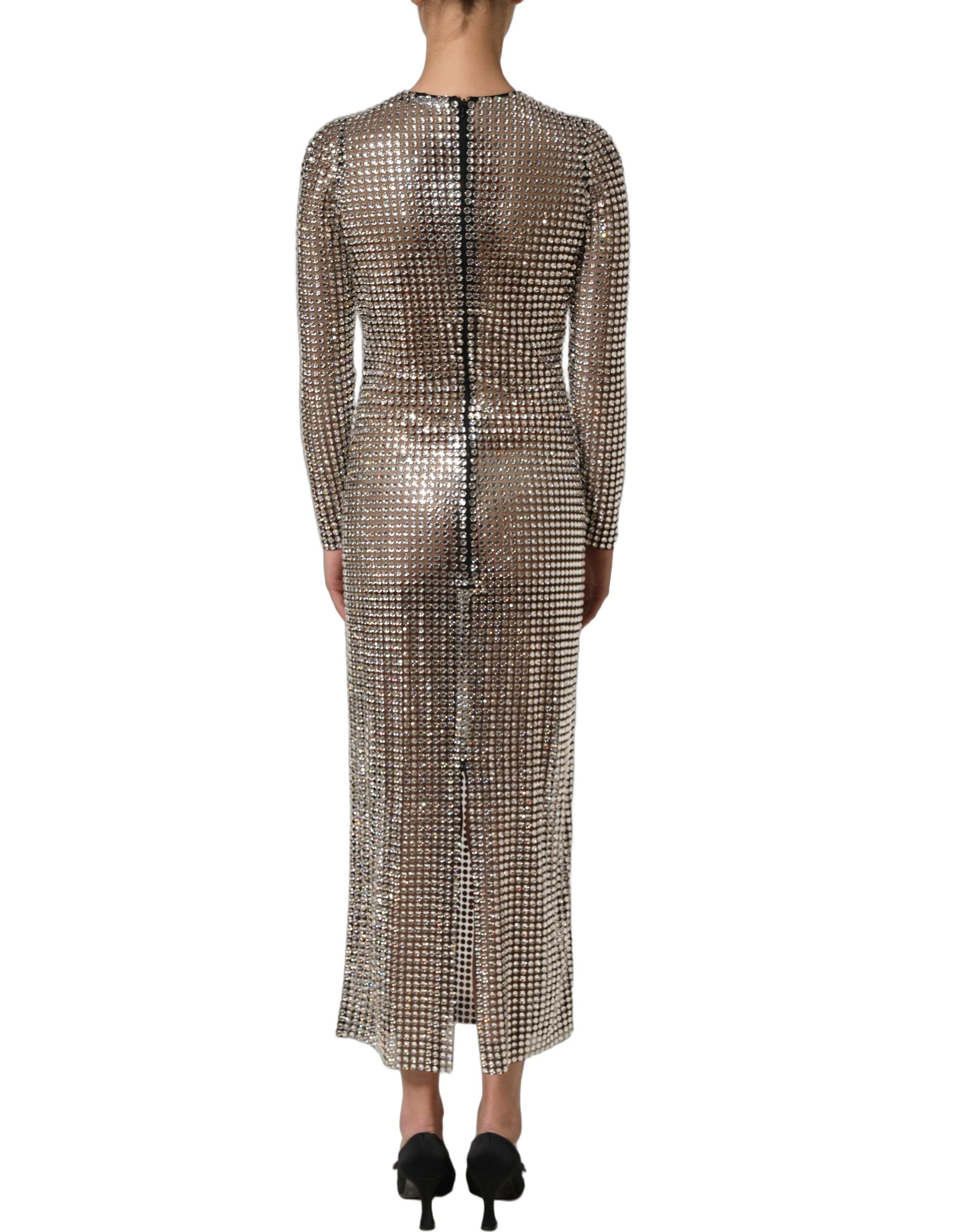 Dolce & Gabbana Langes Abendkleid mit Kristallverzierung in Beige