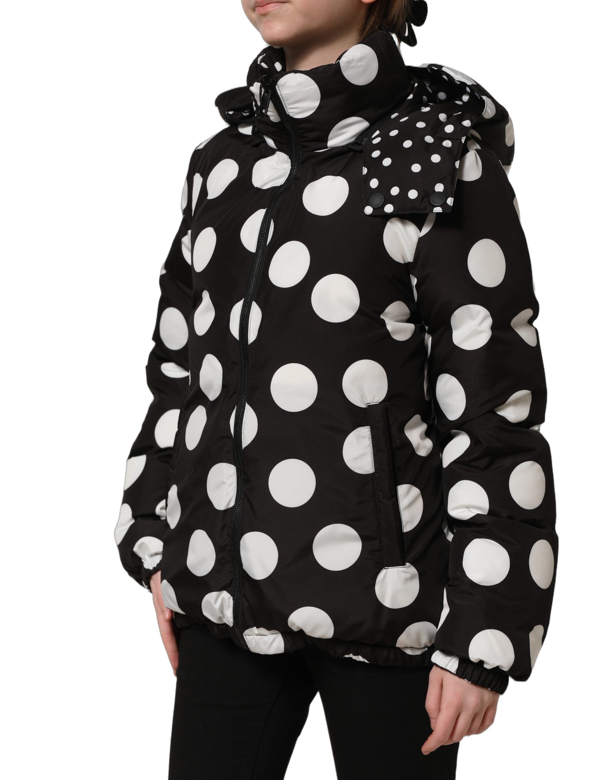 Dolce & Gabbana Kapuzenblousonjacke mit schwarz-weißen Polka Dots