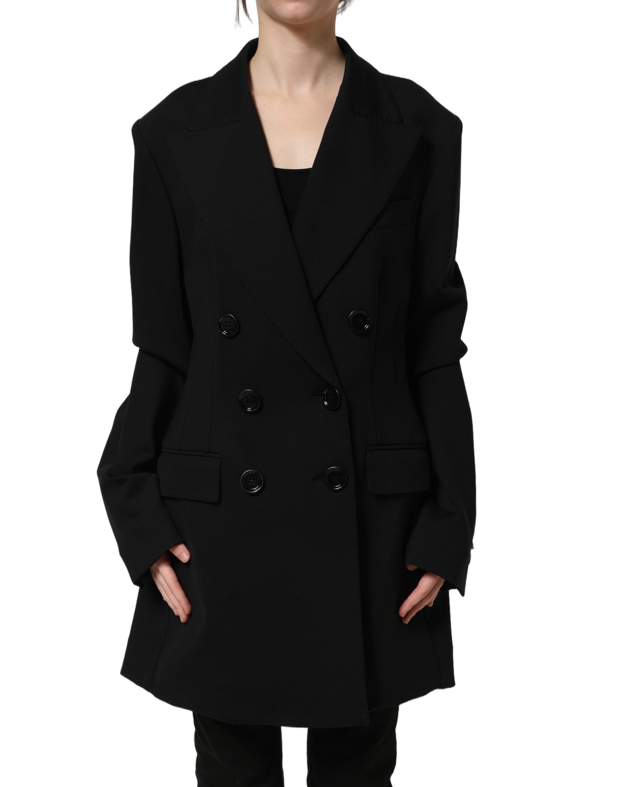 Dolce & Gabbana Schwarzer Krepp-Blazer im Double-Breasted-Stil