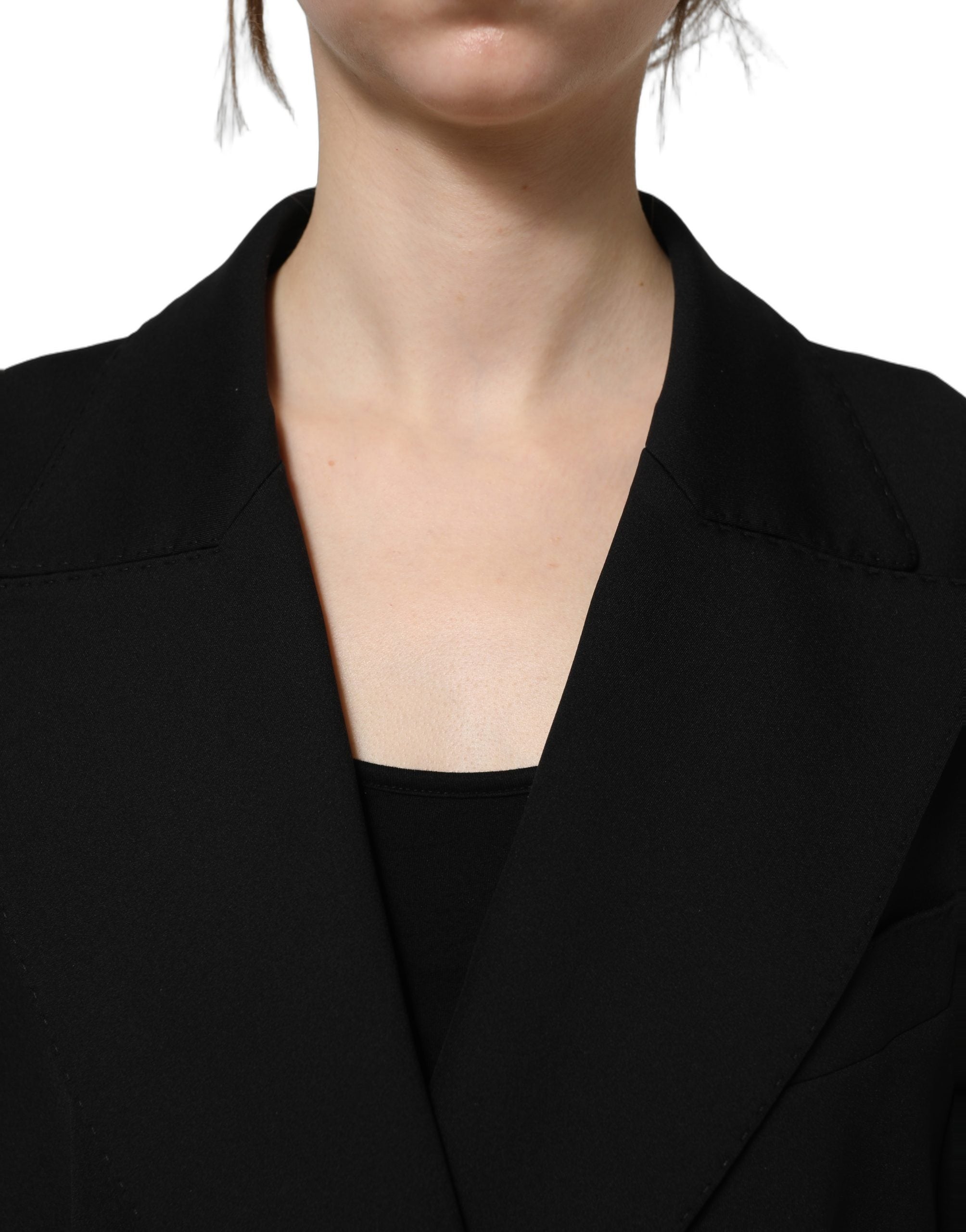Dolce & Gabbana Schwarzer Krepp-Blazer im Double-Breasted-Stil