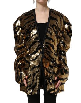 Dolce & Gabbana Blazerjacke mit schwarzen und goldenen Pailletten im Tiger-Streifen-Design