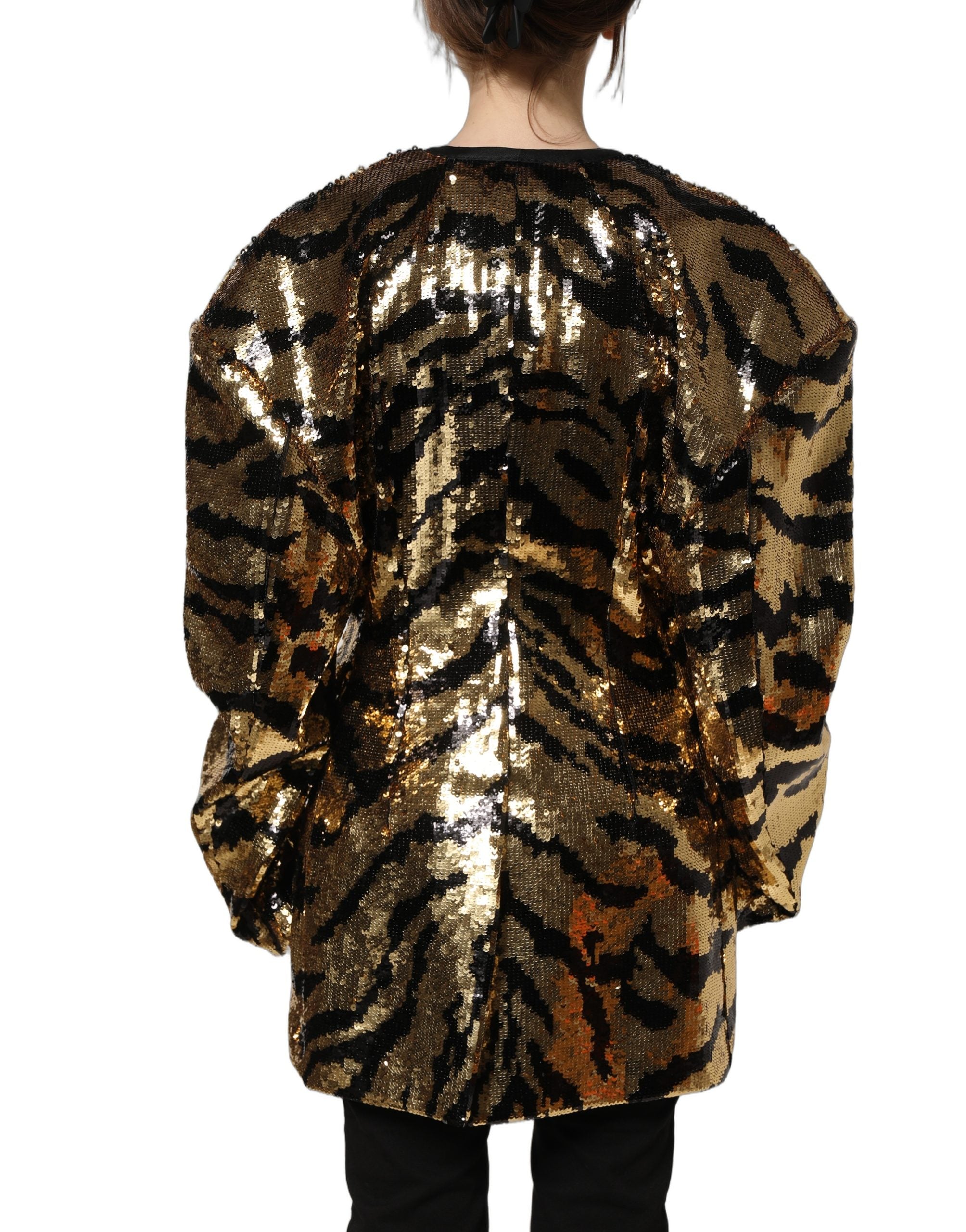 Dolce & Gabbana Blazerjacke mit schwarzen und goldenen Pailletten im Tiger-Streifen-Design
