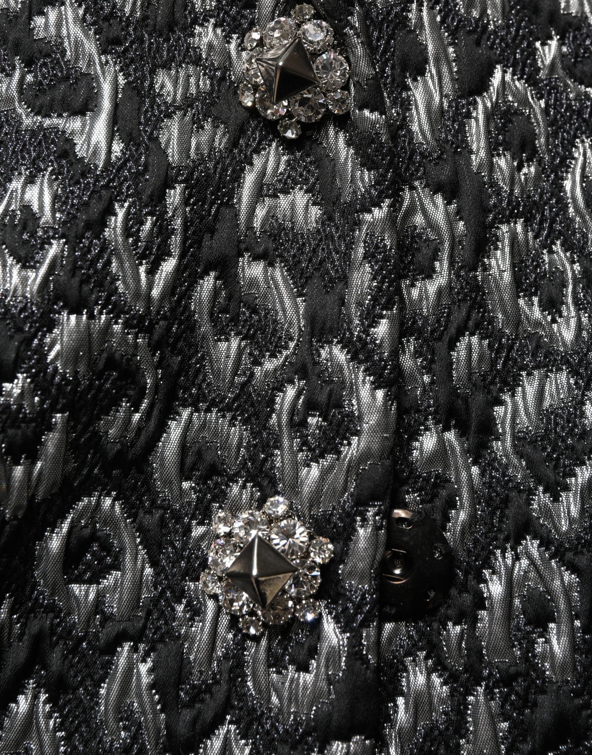 Dolce & Gabbana Schwarzer Jacquard-Mantel mit Silber-Leo-Muster