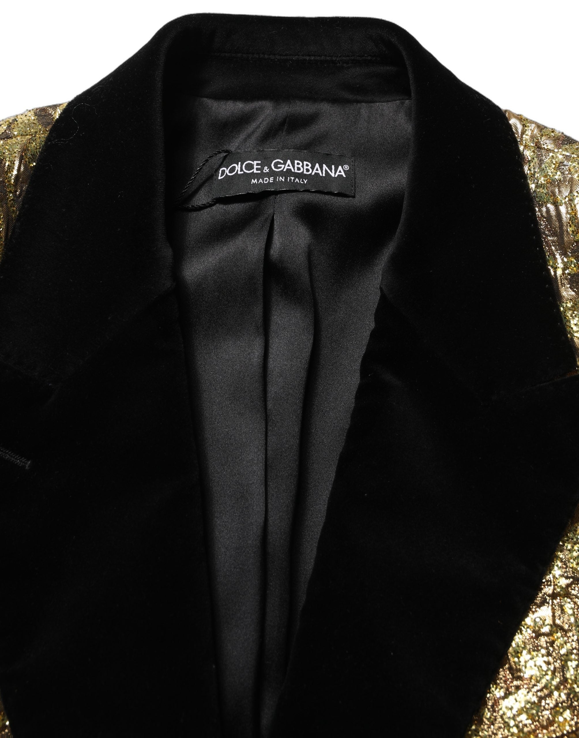 Dolce & Gabbana Goldfarbener Woll-Trenchcoat im Jacquard-Dessin mit Blumenmuster