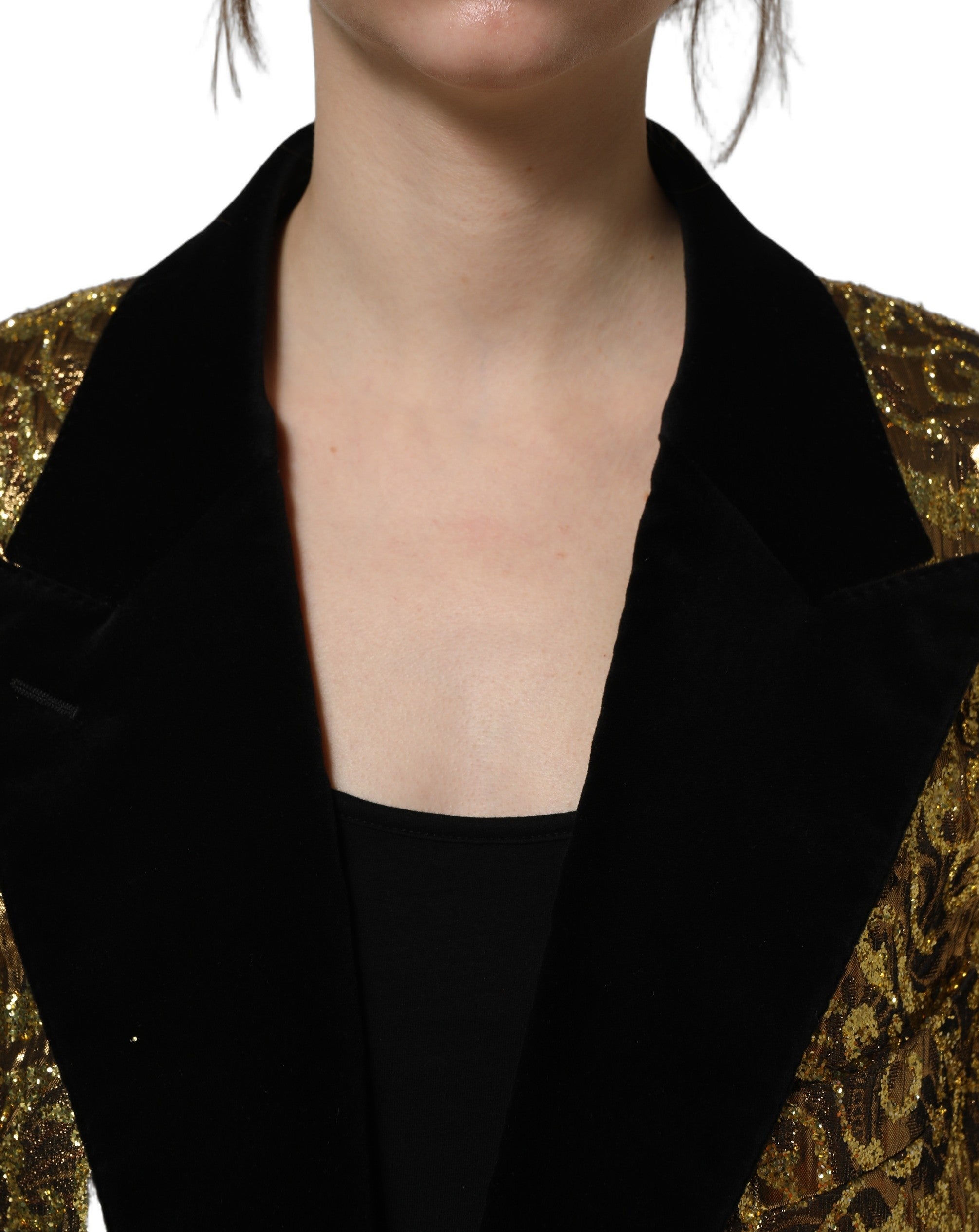 Dolce & Gabbana Goldfarbener Woll-Trenchcoat im Jacquard-Dessin mit Blumenmuster