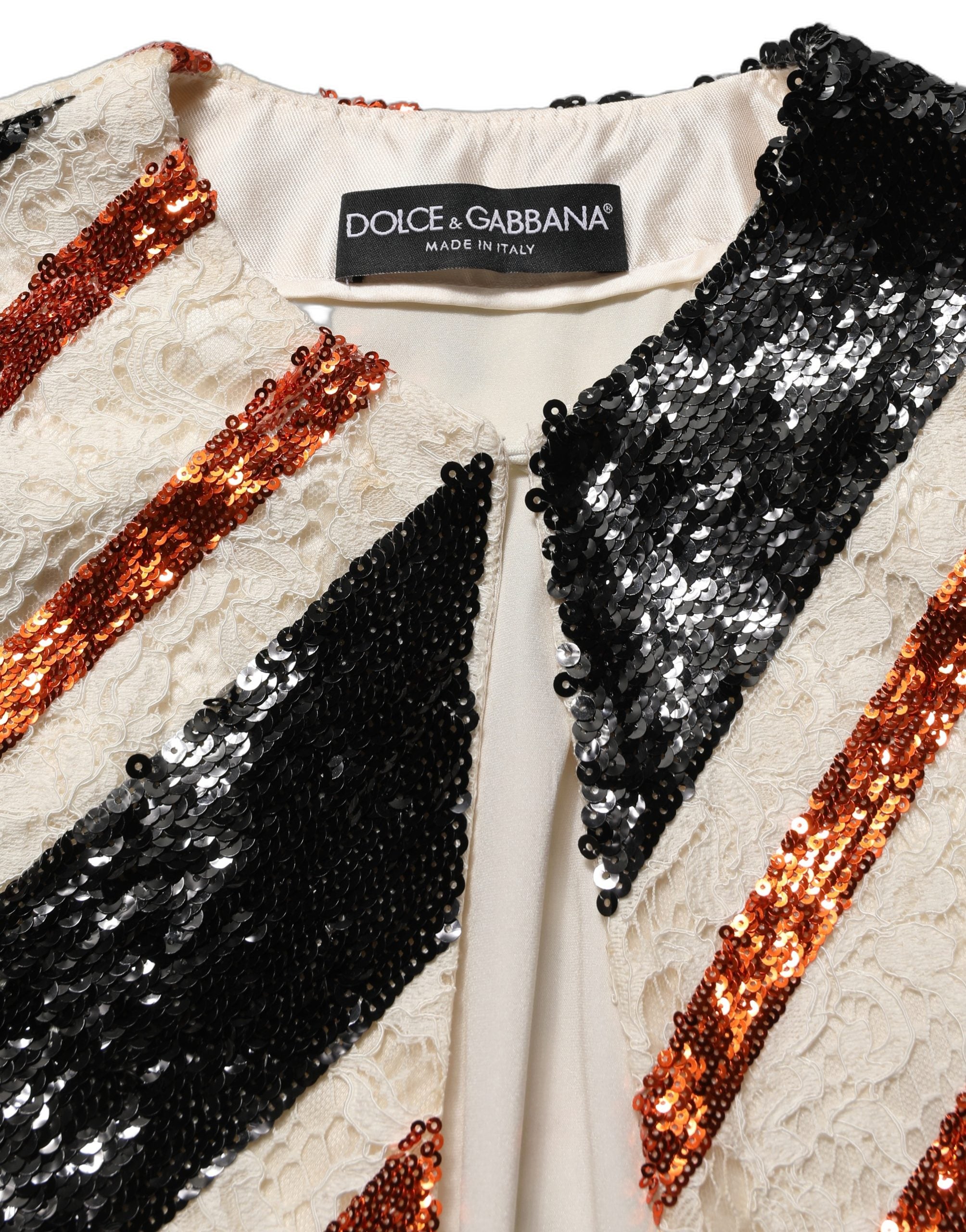 Dolce & Gabbana Mehrfarbiger Pailletten-Kimono-Mantel mit Streifen