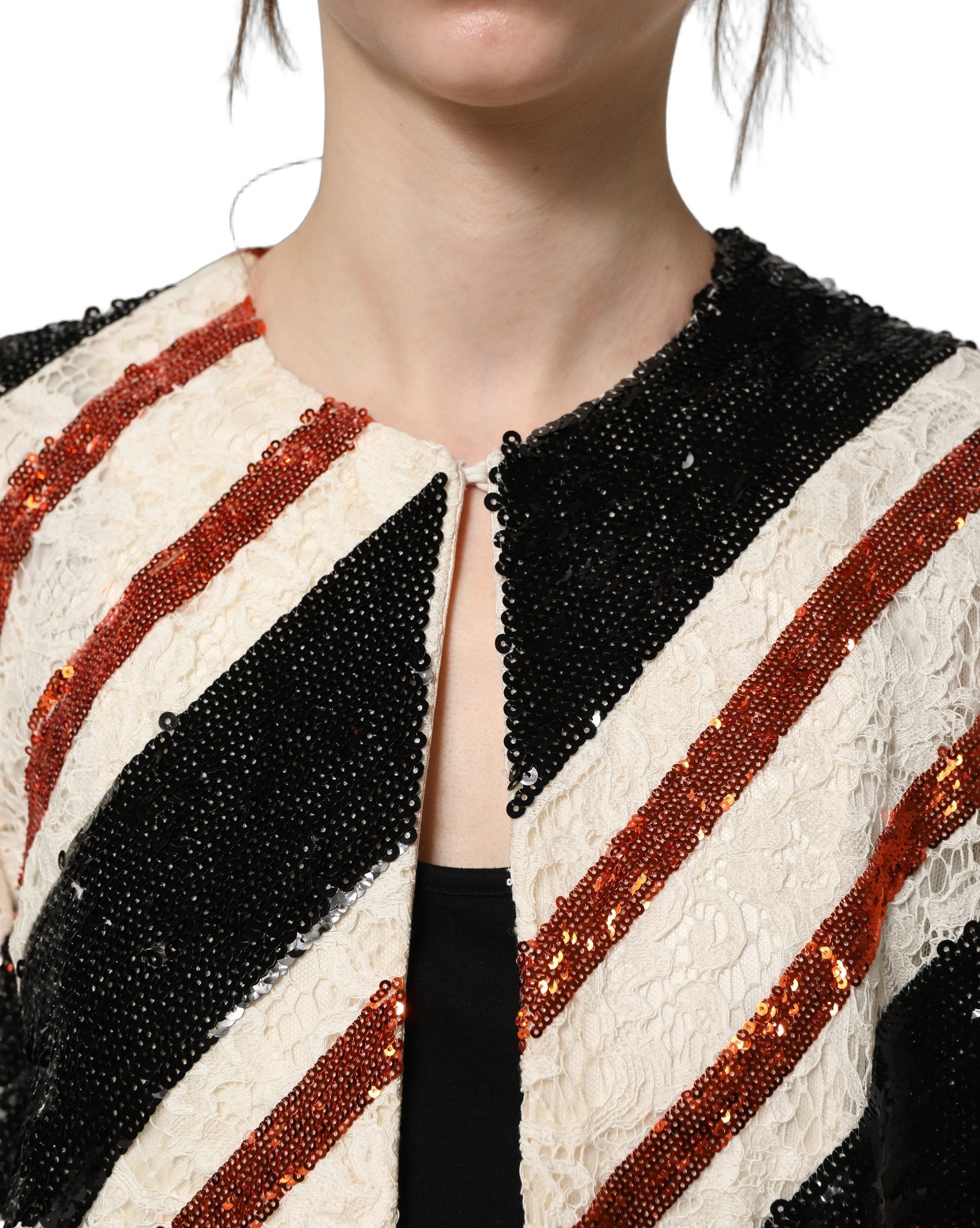 Dolce & Gabbana Mehrfarbiger Pailletten-Kimono-Mantel mit Streifen