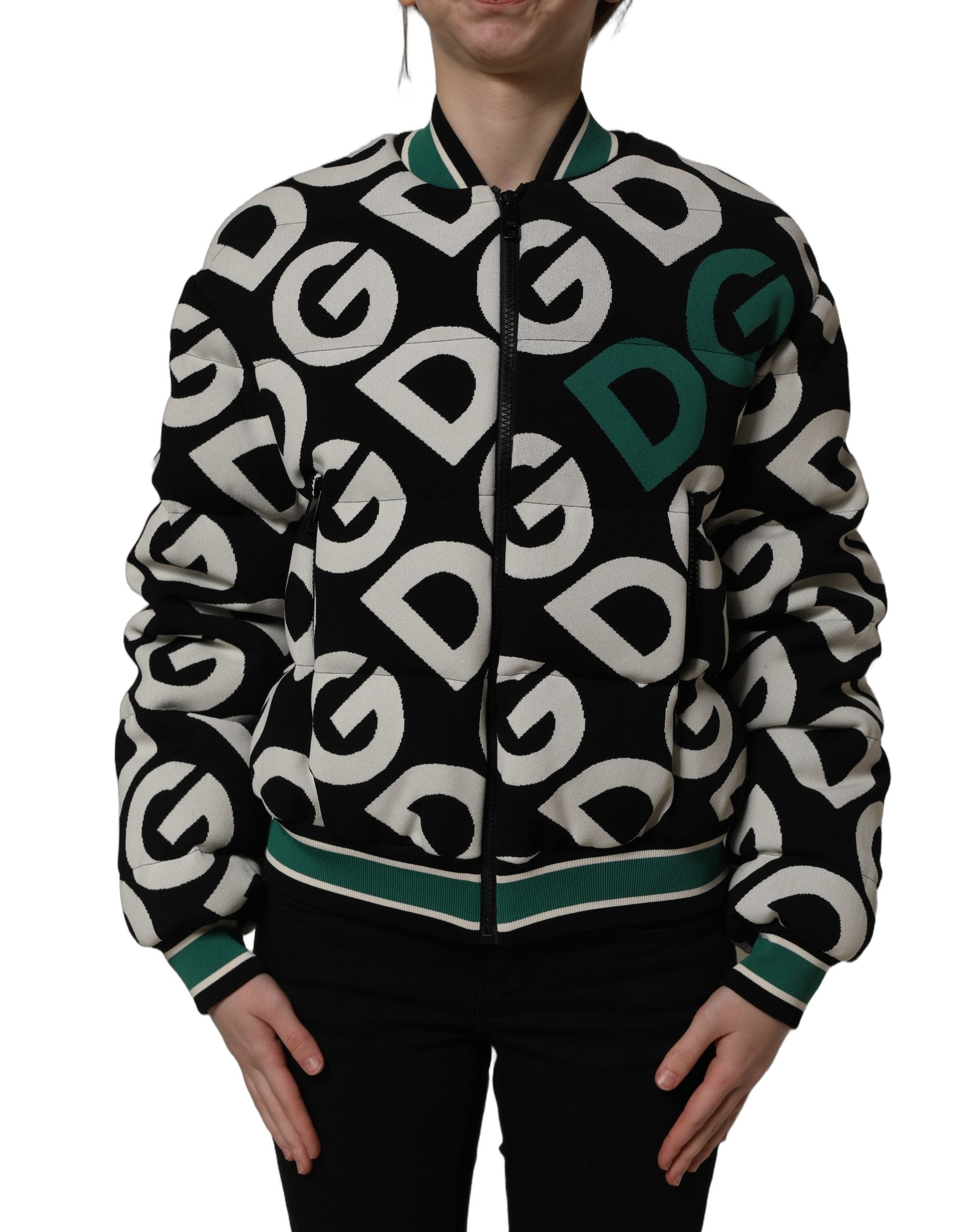 Dolce & Gabbana Multicolor Logo Bomberjacke mit durchgehendem Reißverschluss