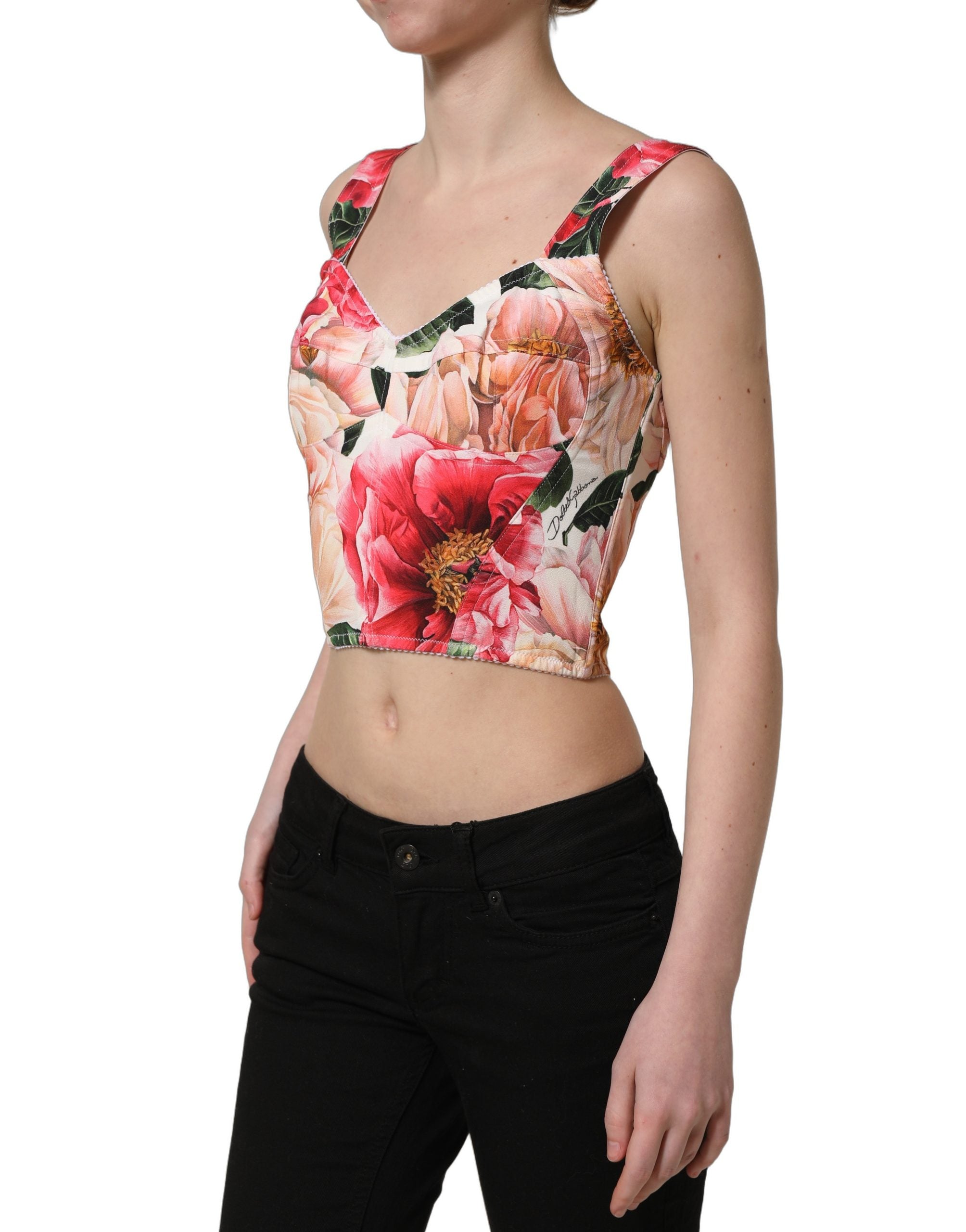 Dolce & Gabbana Bustier-Top mit Blumenprint in Multicolor