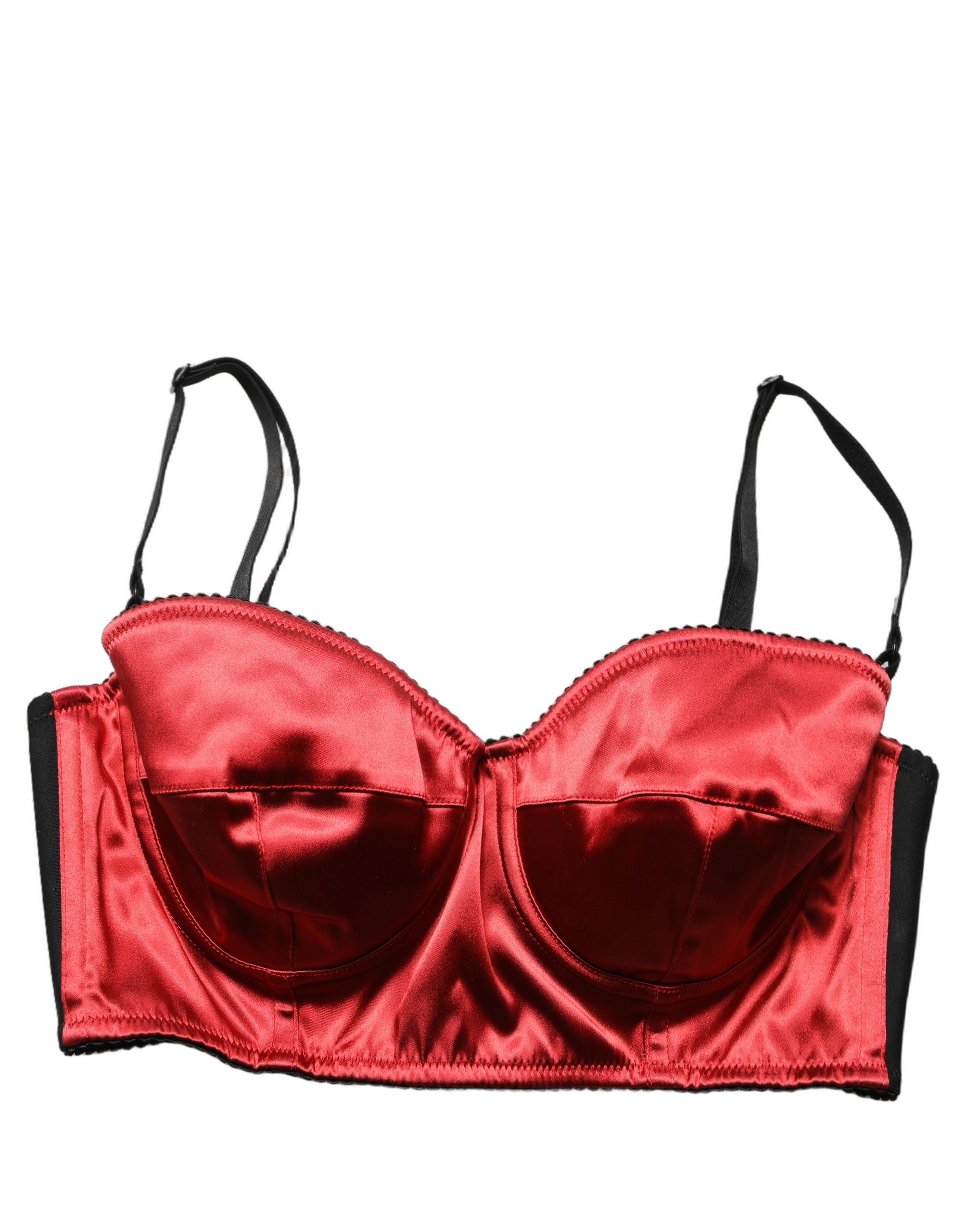 Dolce & Gabbana Rotes Bustier-Top aus Polyester-Satin, Cropped