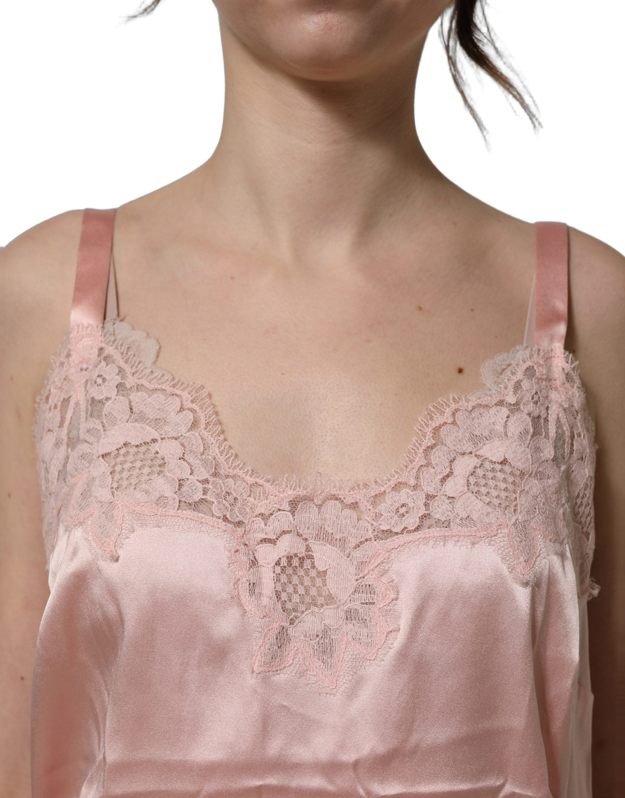 Dolce & Gabbana Hellrosa Floral Lace Lingerie Unterhemd