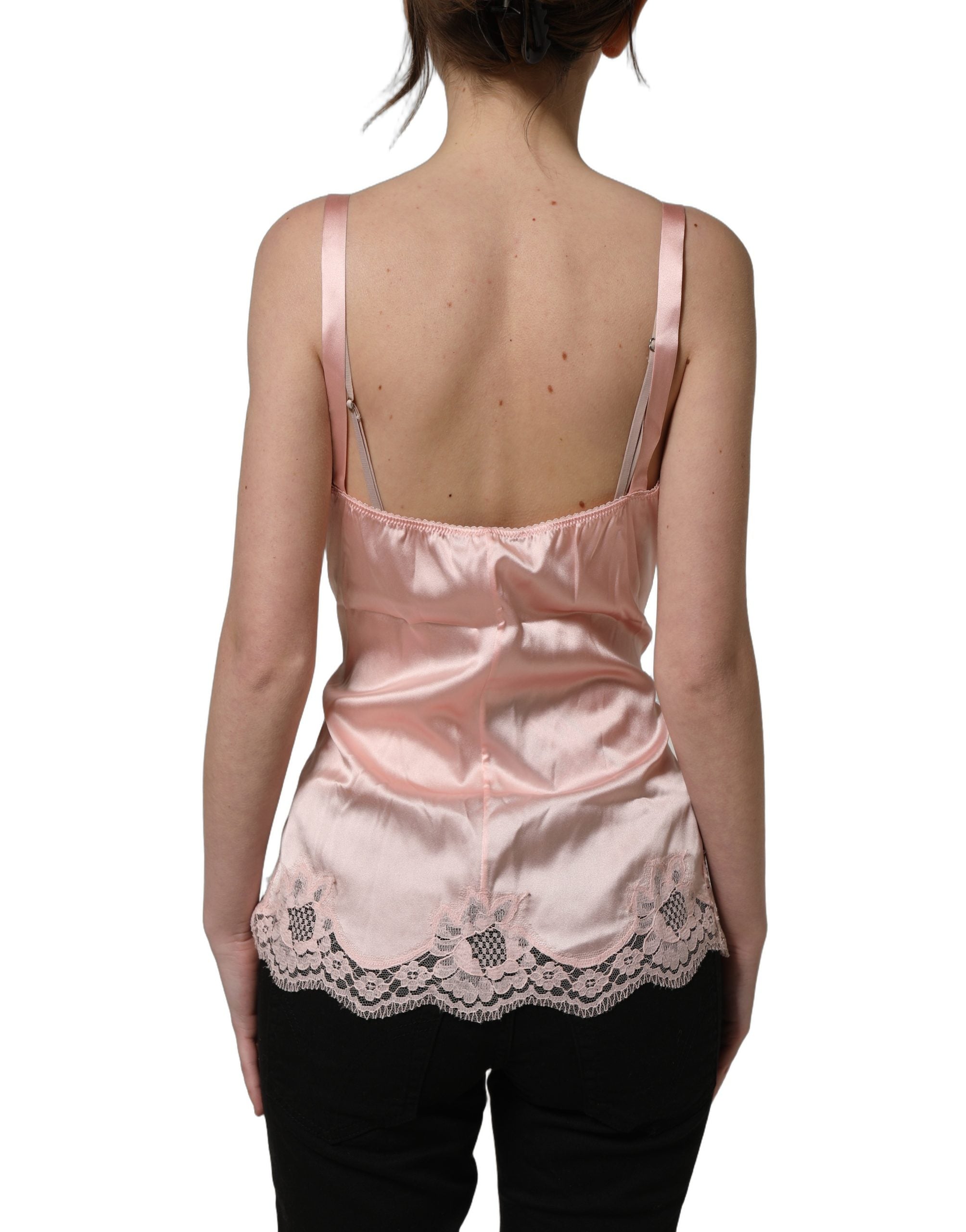 Dolce & Gabbana Hellrosa Floral Lace Lingerie Unterhemd
