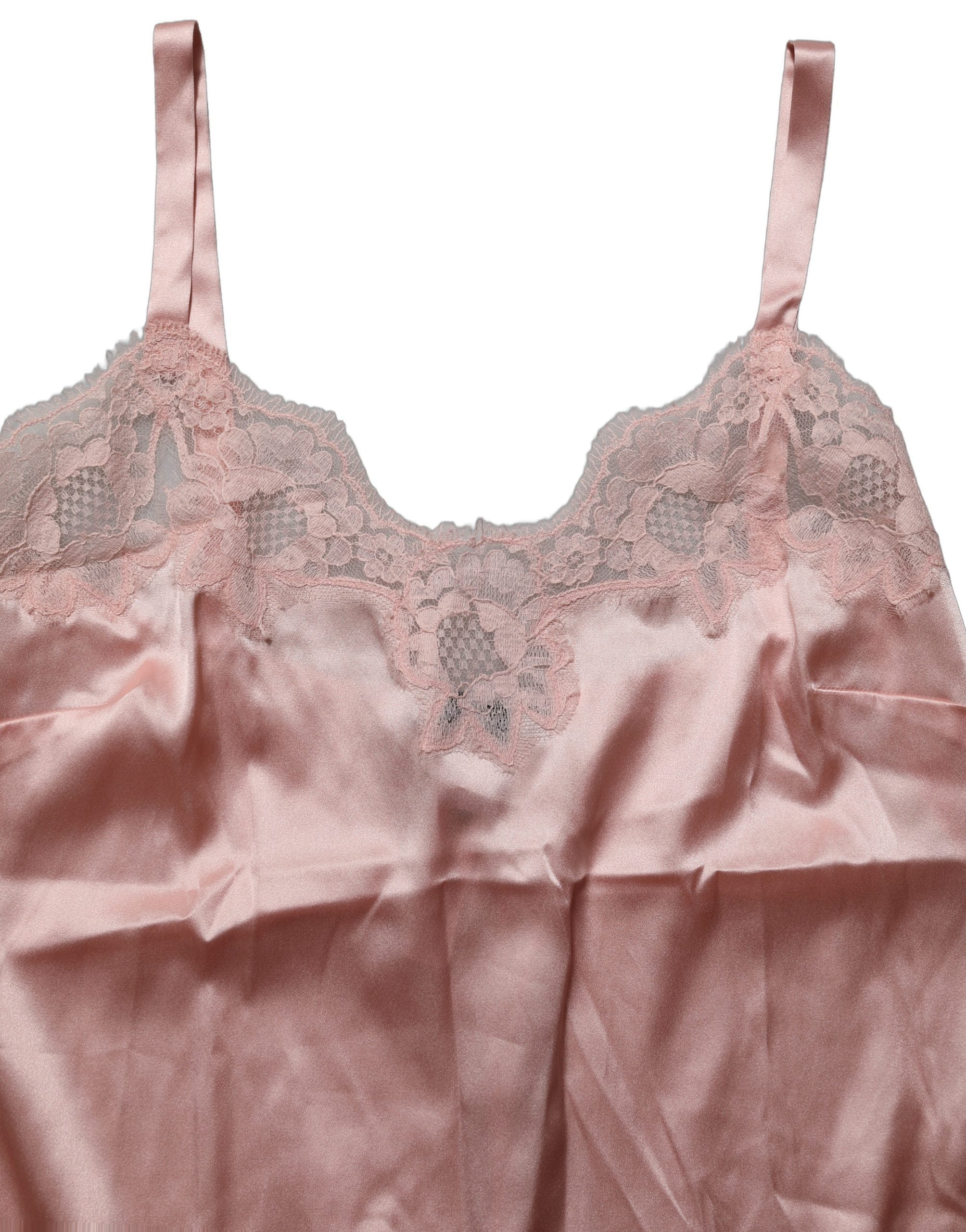 Dolce & Gabbana Hellrosa Floral Lace Lingerie Unterhemd