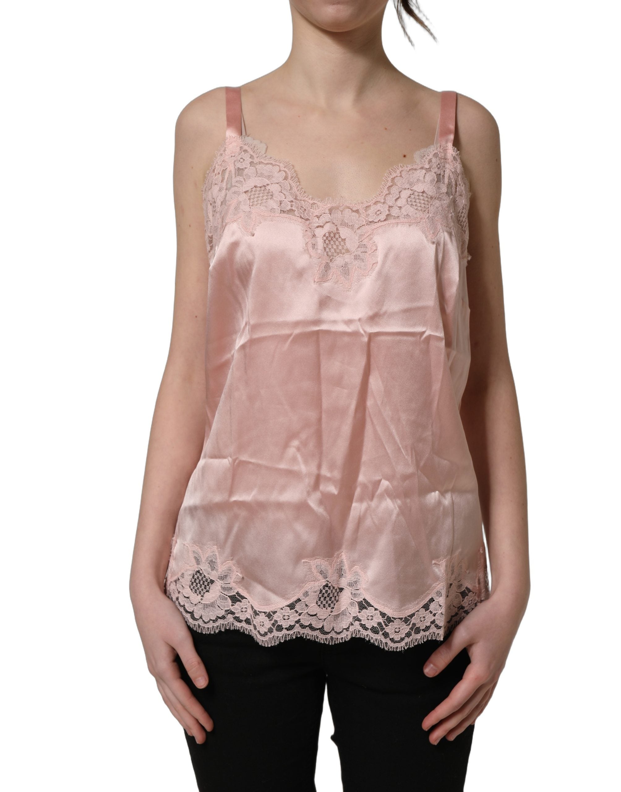 Dolce & Gabbana Hellrosa Floral Lace Lingerie Unterhemd