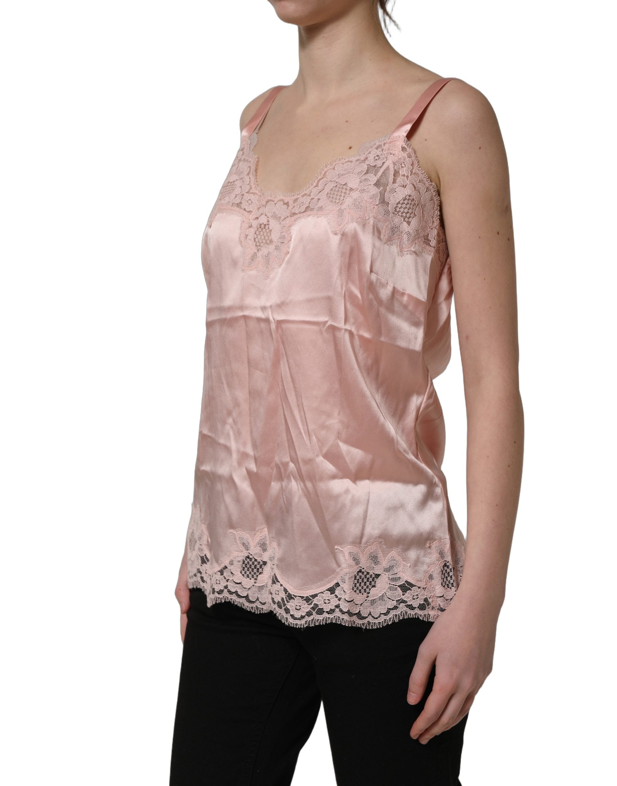 Dolce & Gabbana Hellrosa Floral Lace Lingerie Unterhemd