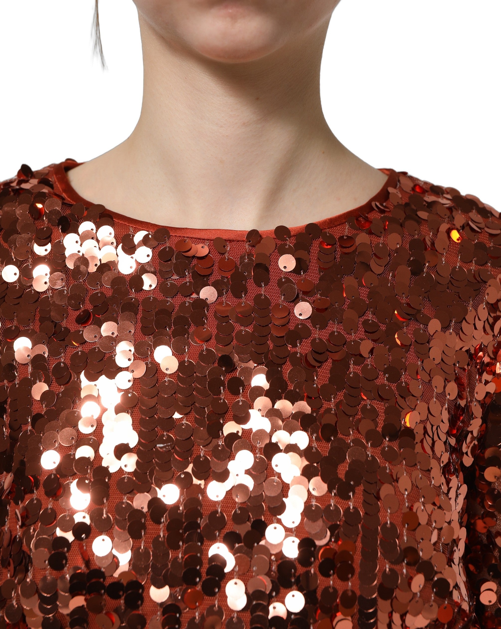 Dolce & Gabbana Rotes Pailletten-Crop-Top mit langen Ärmeln