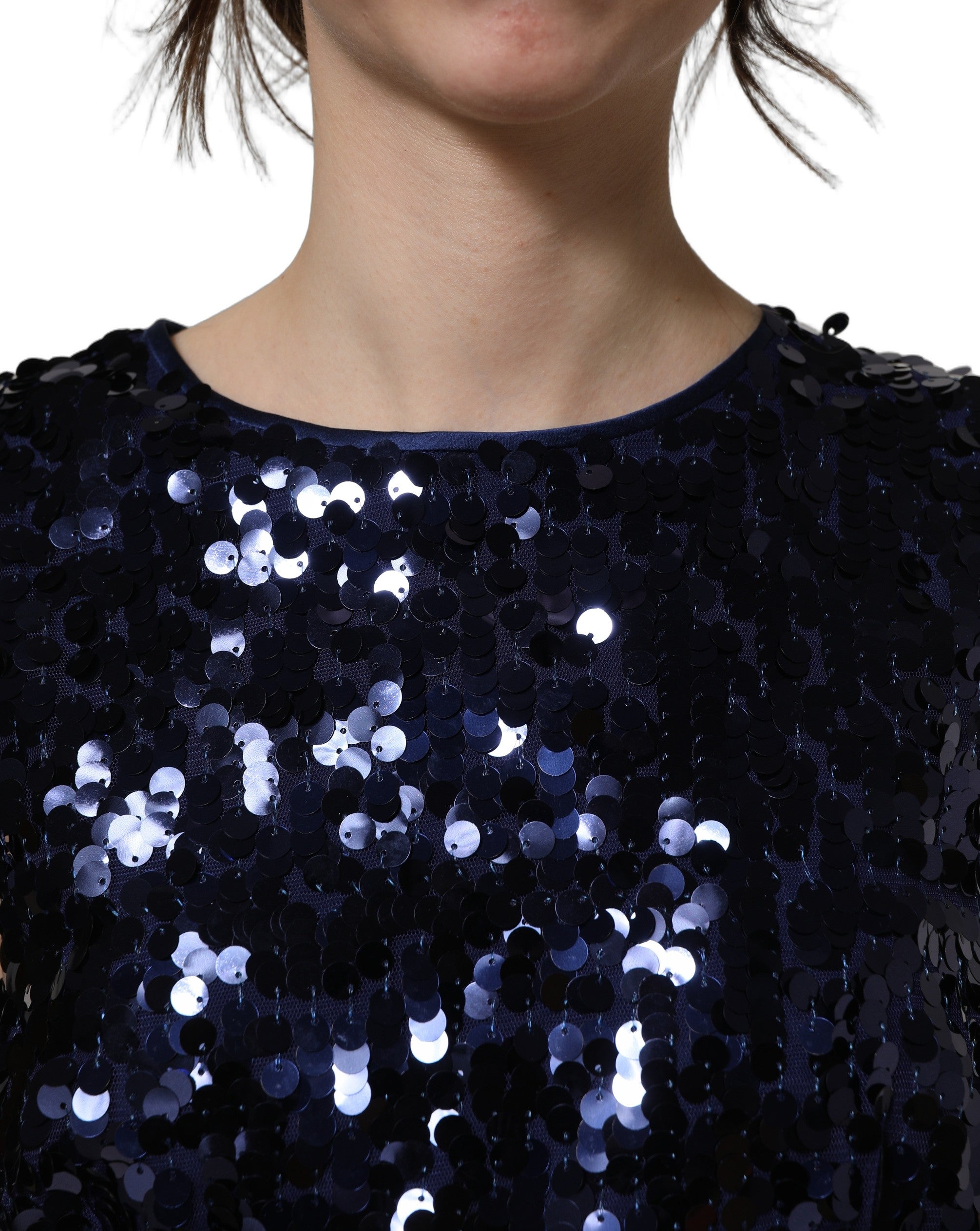 Dolce & Gabbana Blaues Pailletten-Top ohne Ärmel, Cropped