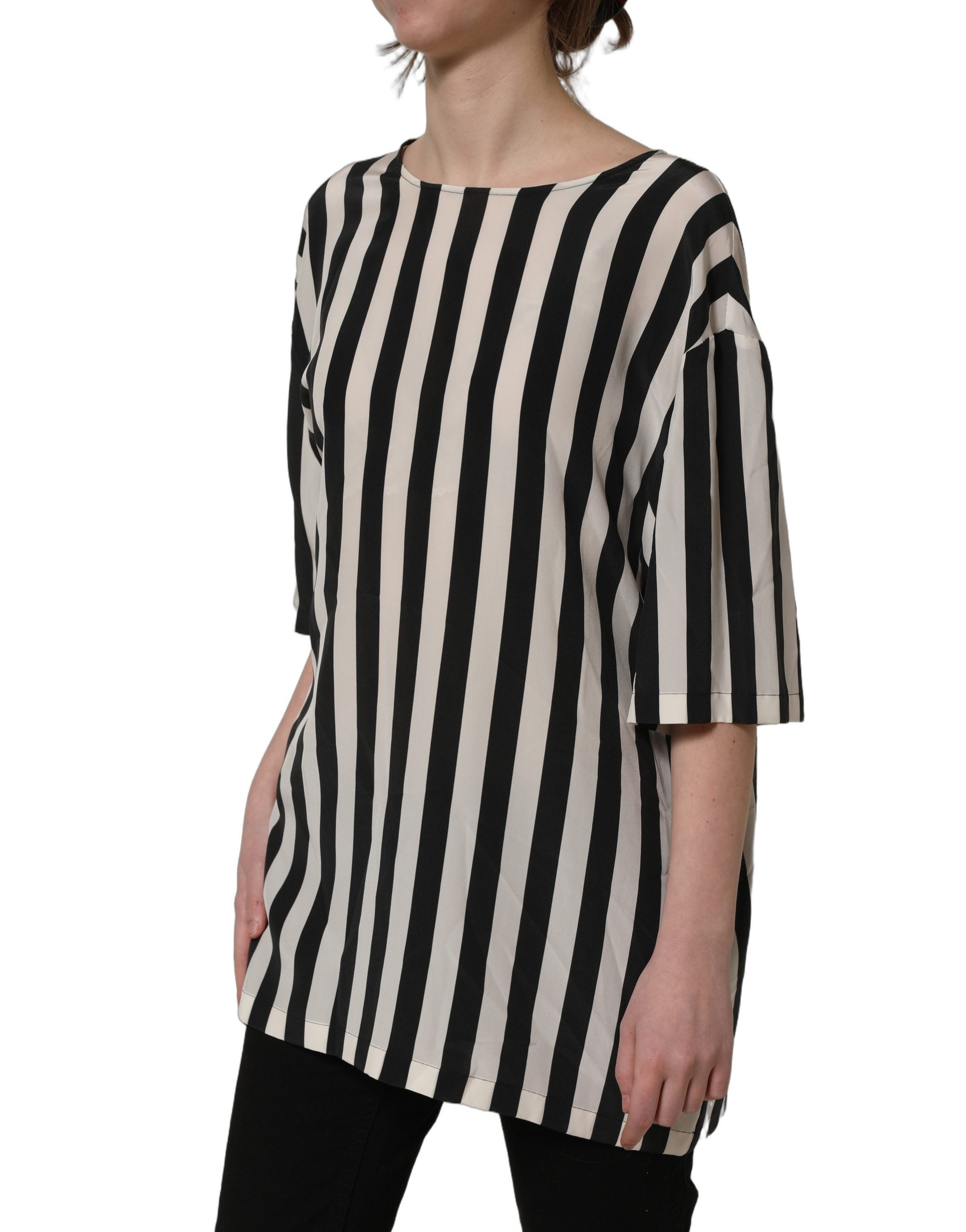 Dolce & Gabbana Bluse mit Rundhalsausschnitt und schwarz-weißen Streifen