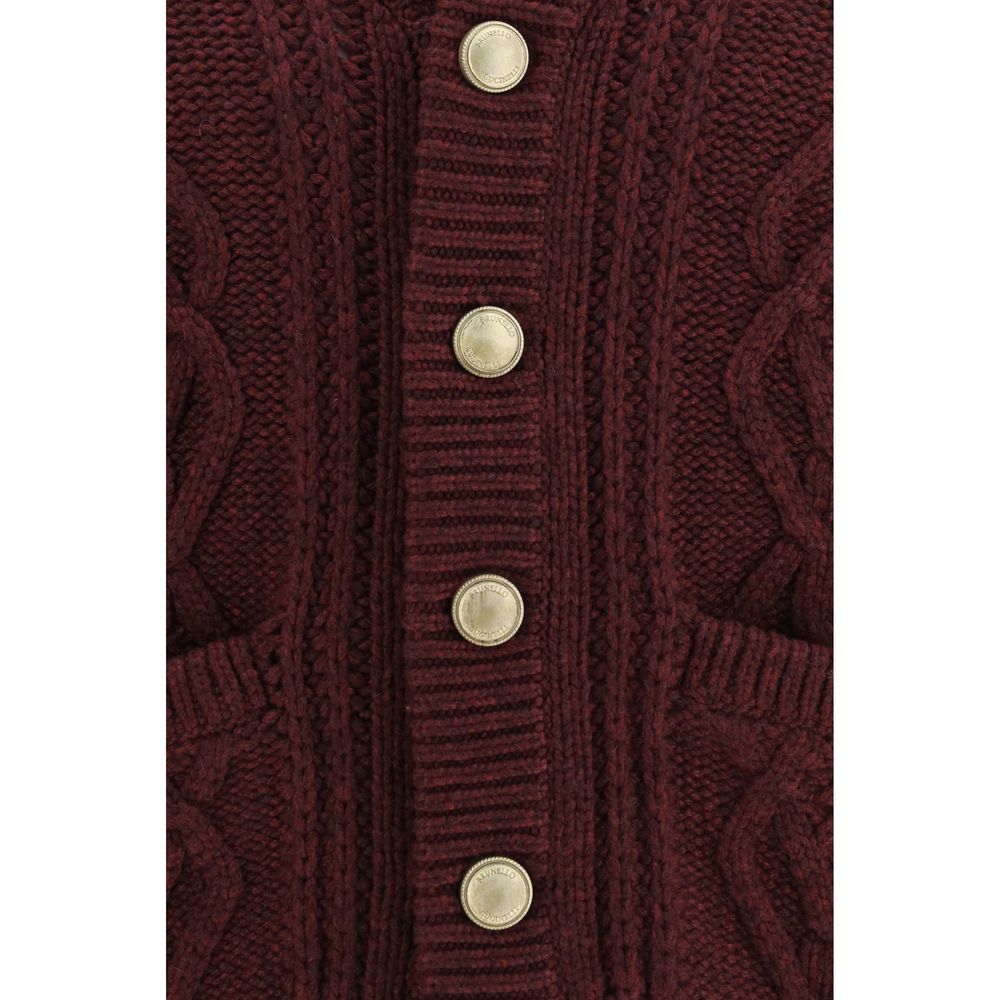 Brunello Cucinelli Kaschmir-Strickjacke in Bordeaux