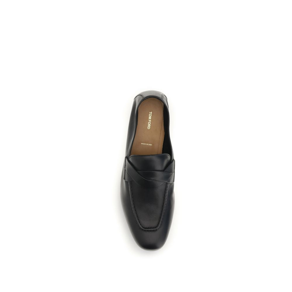 Tom Ford Schwarze "Bos Taurus" Kalbsleder Loafer zum Hineinschlüpfen