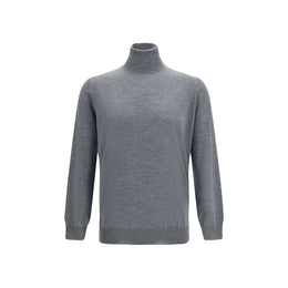 Brunello Cucinelli Grauer Wollpullover Aries mit Rollkragen