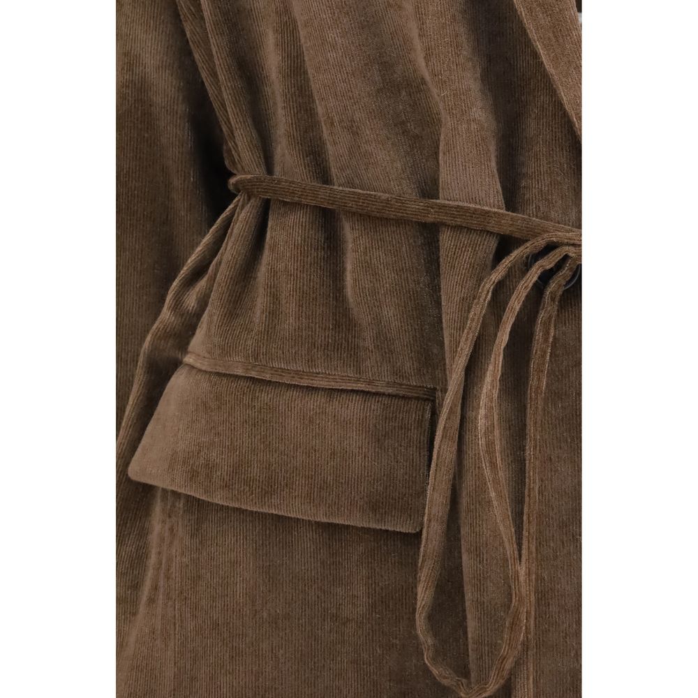 Brunello Cucinelli Brauner Viskose-Mantel in voller Länge