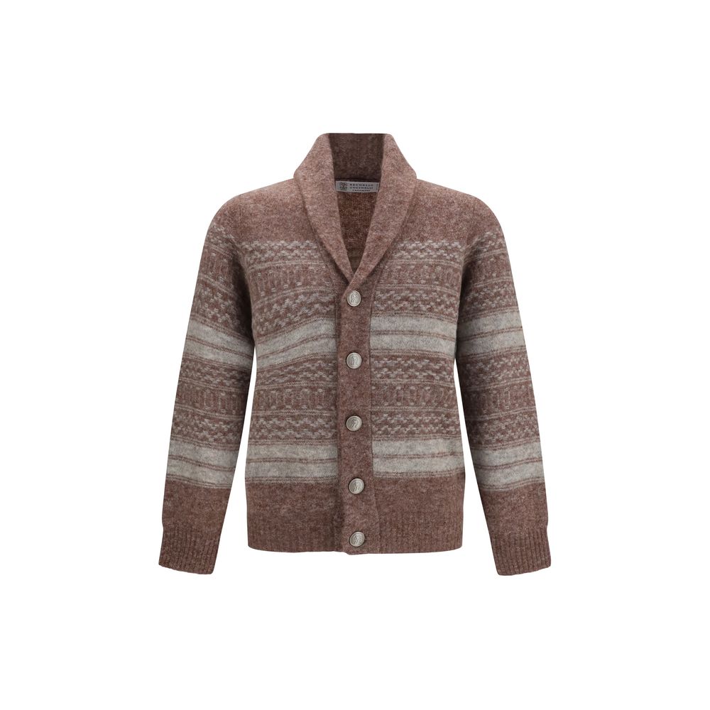 Brunello Cucinelli Cardigan aus Bordeaux-Alpaka (Vicugna Pacos)