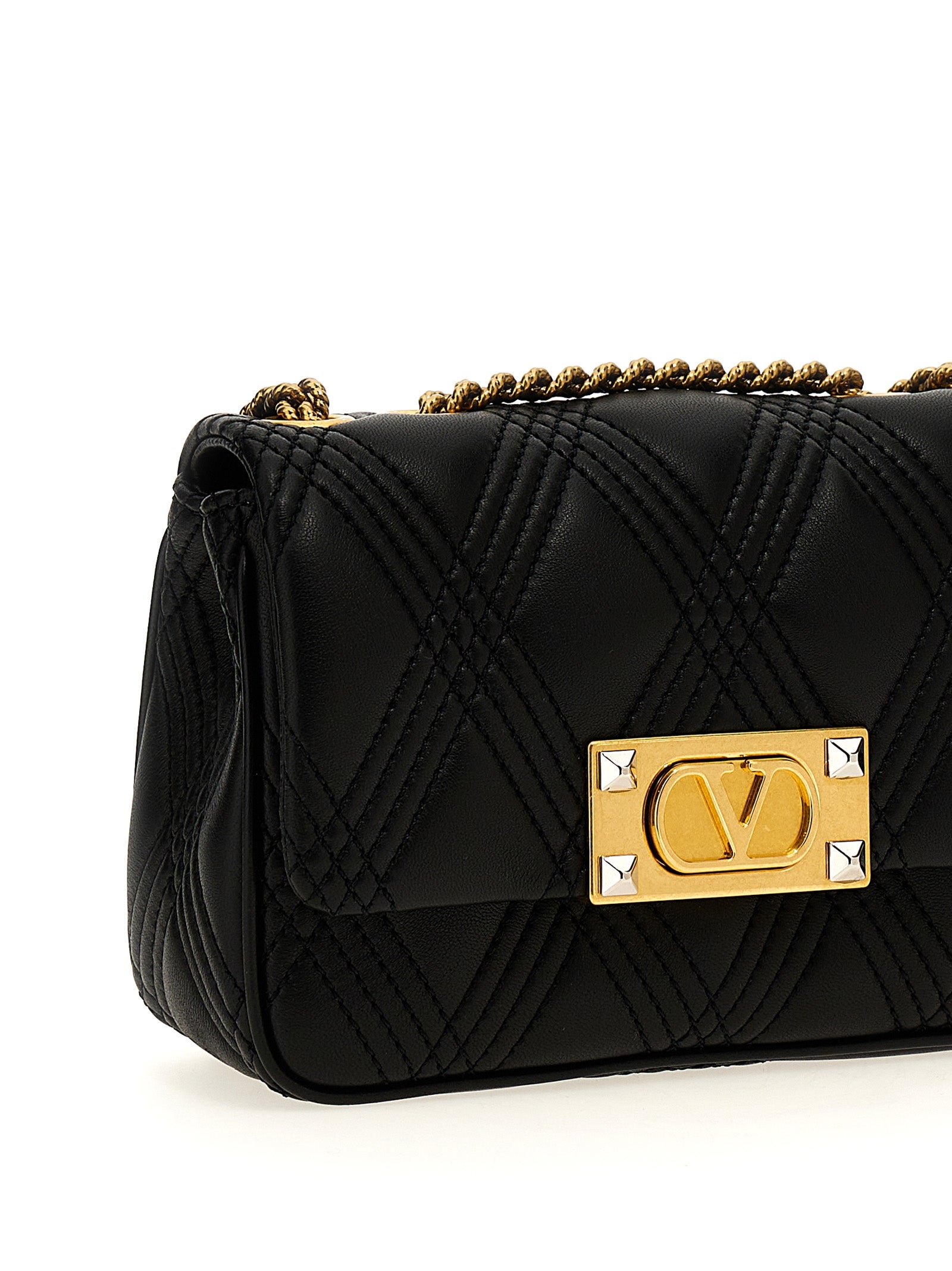 Valentino Garavani Schwarze Lammleder-Schultertasche