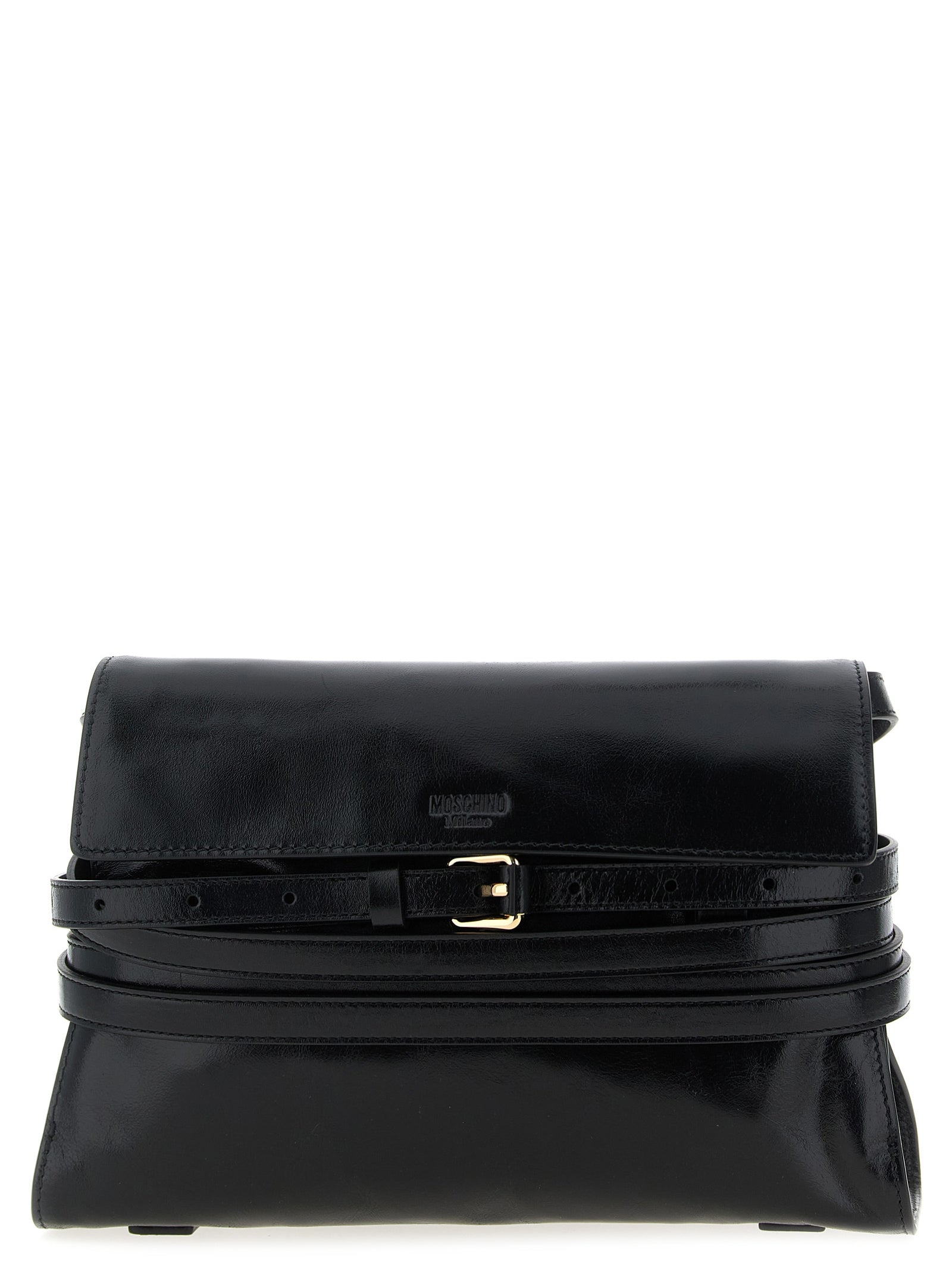 Moschino Schwarze Leder Umhängetasche