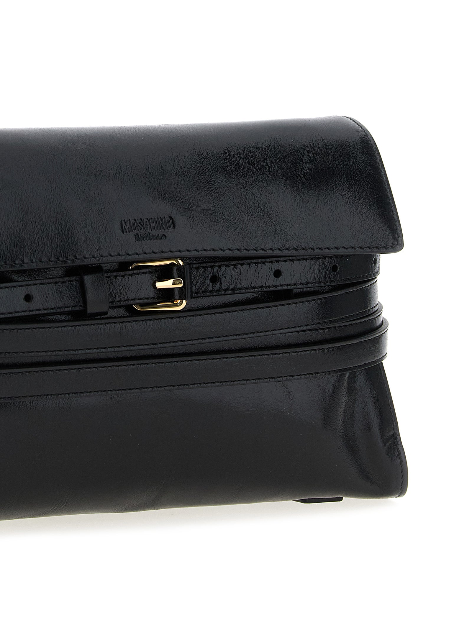 Moschino Schwarze Leder Umhängetasche