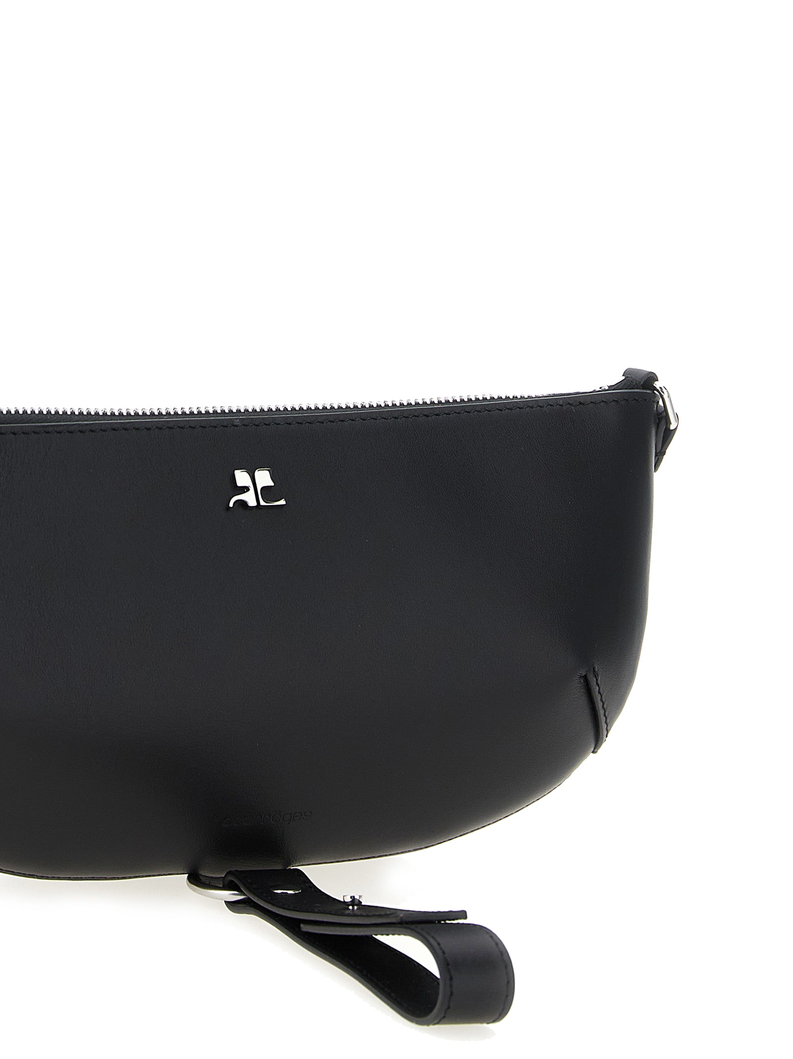 Courrèges Schwarze Kalbsleder-Schultertasche