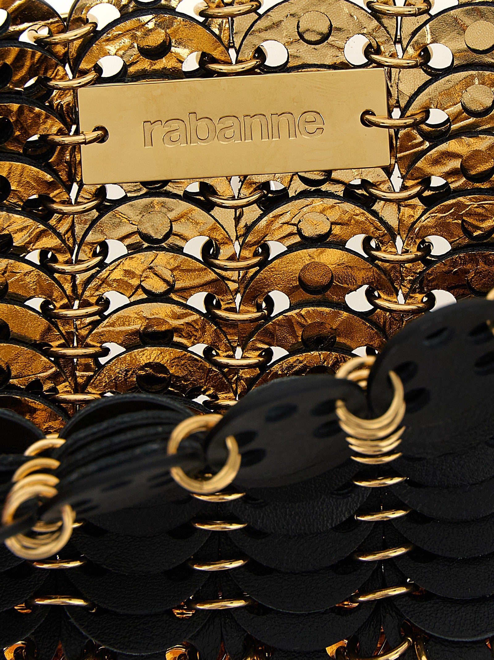 Paco Rabanne Schwarze Kalbsleder-Umhängetasche