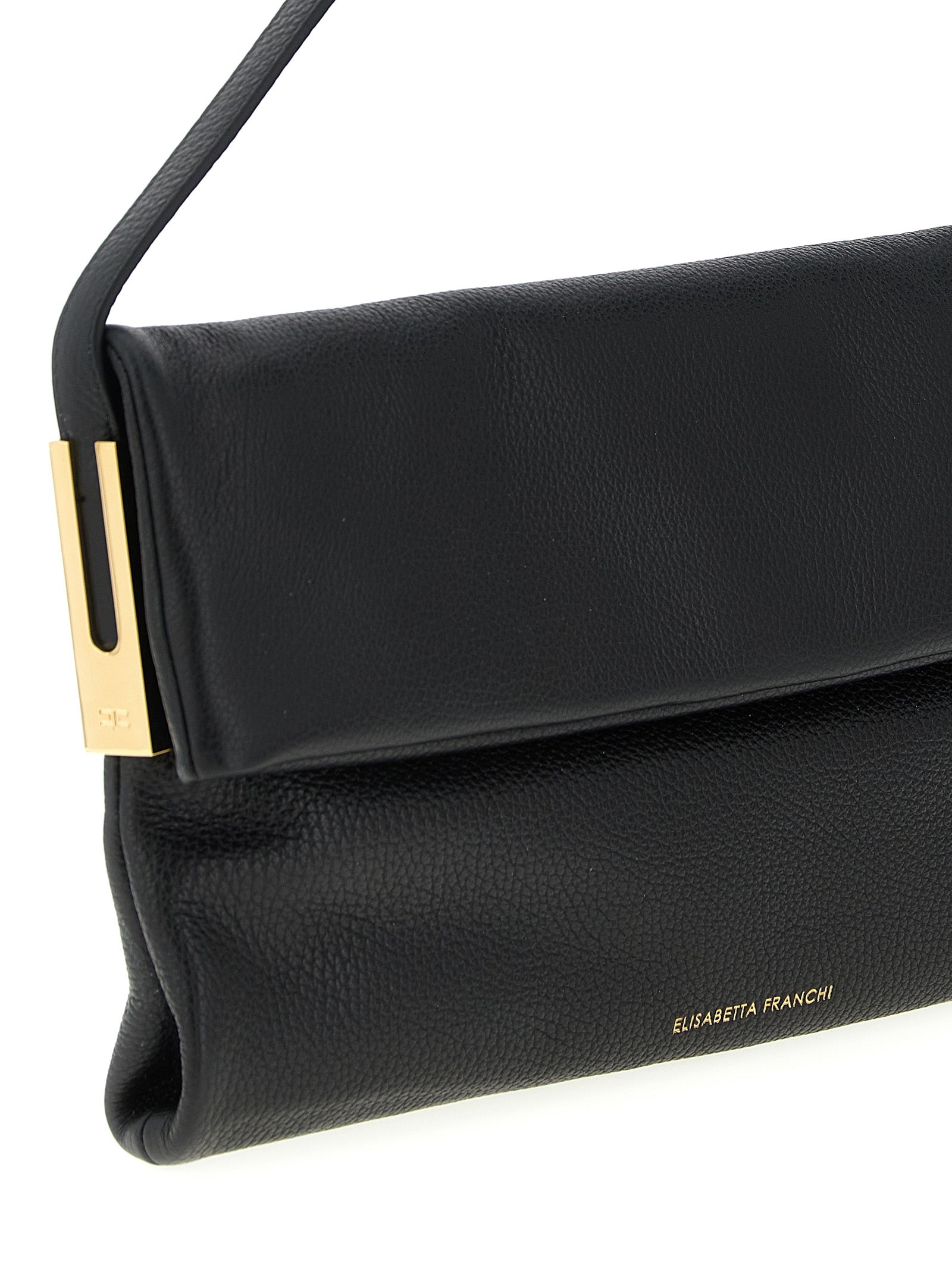 Elisabetta Franchi Schwarze Kalbsleder-Schultertasche