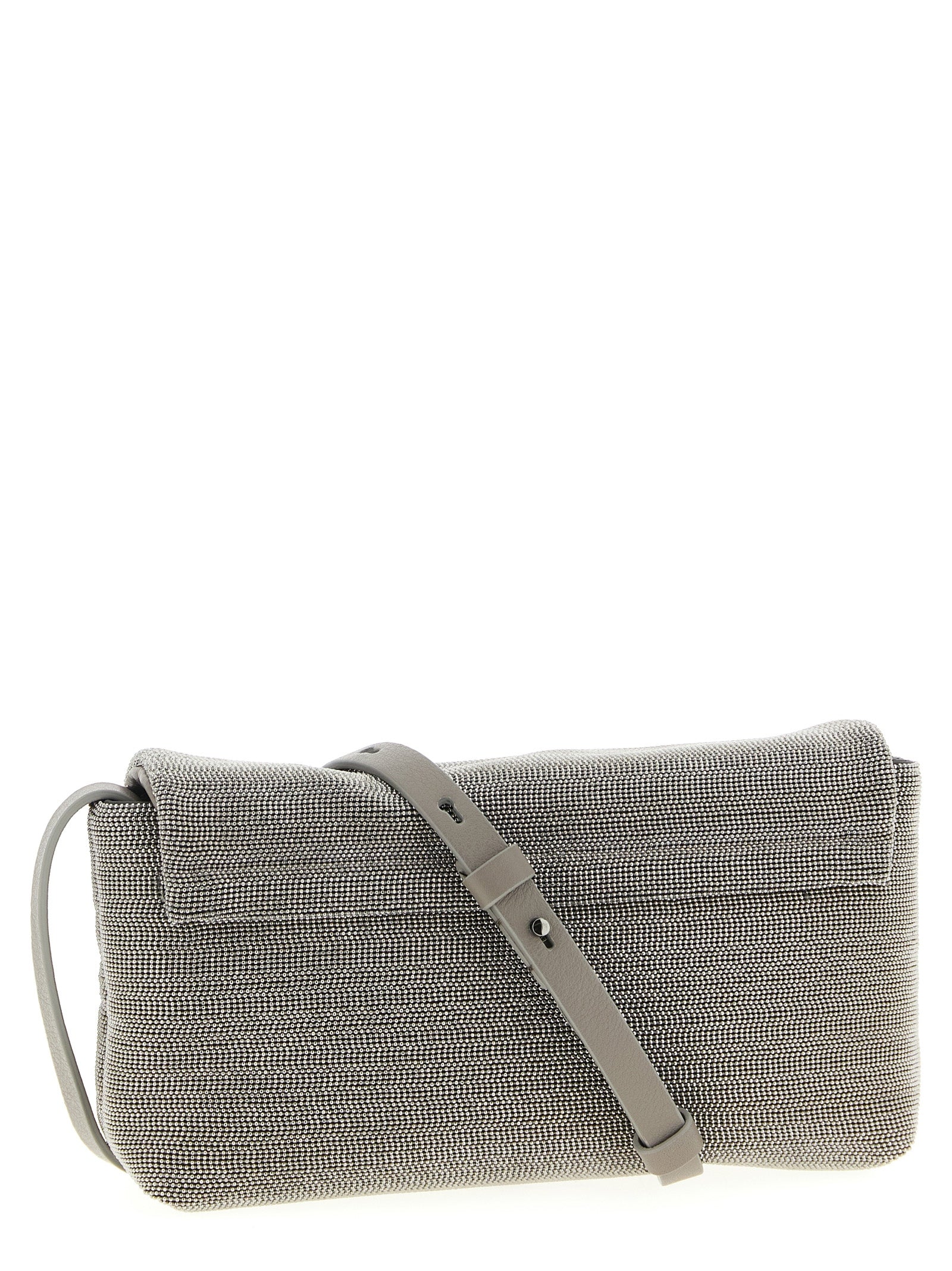 Brunello Cucinelli Clutch aus Leder in Silber