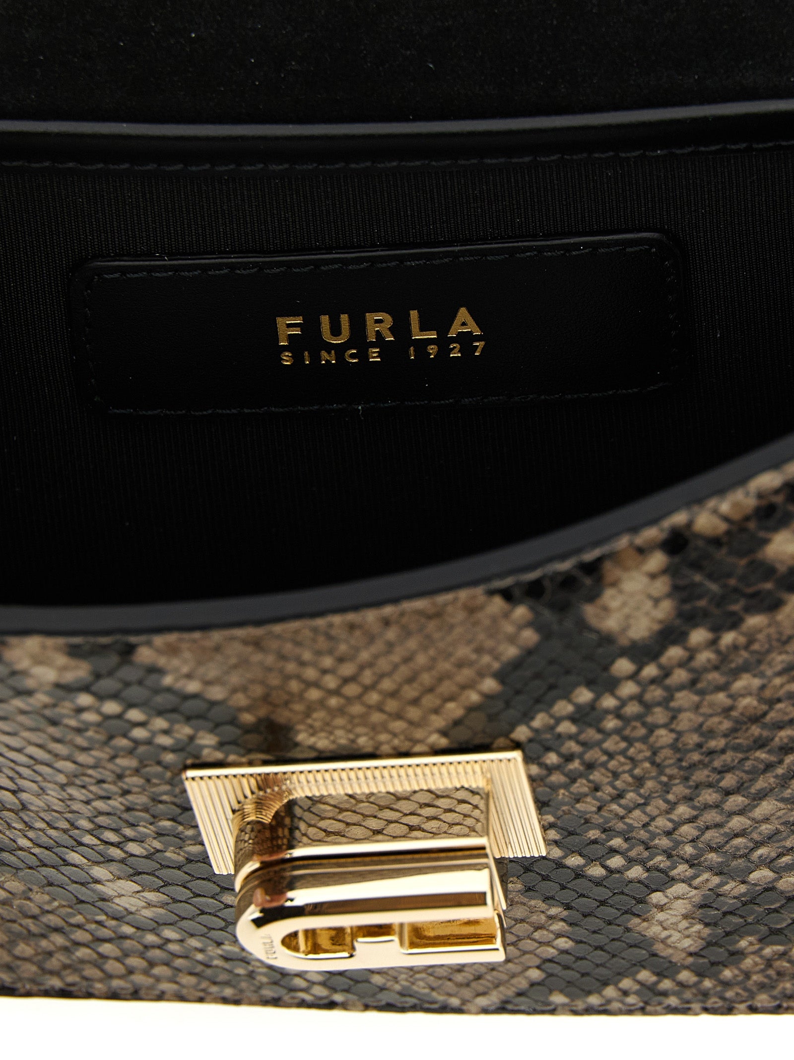 Furla Graue Umhängetasche aus Ziegenleder