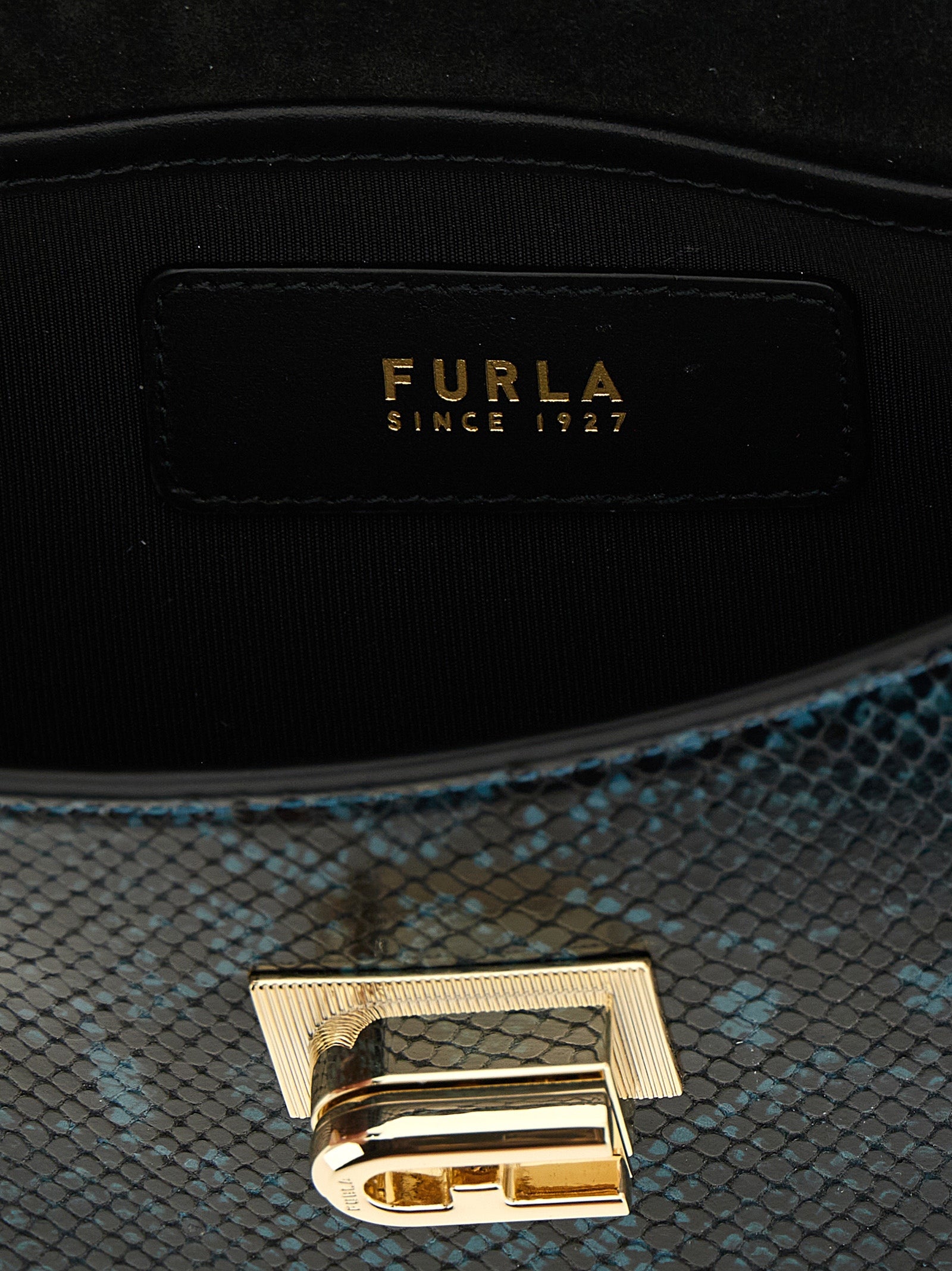 Furla Blaue Umhängetasche aus Ziegenleder