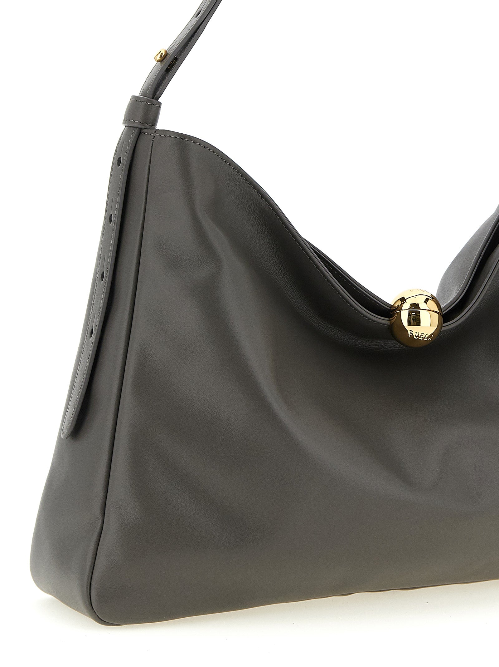 Furla Graue Kalbsleder-Umhängetasche