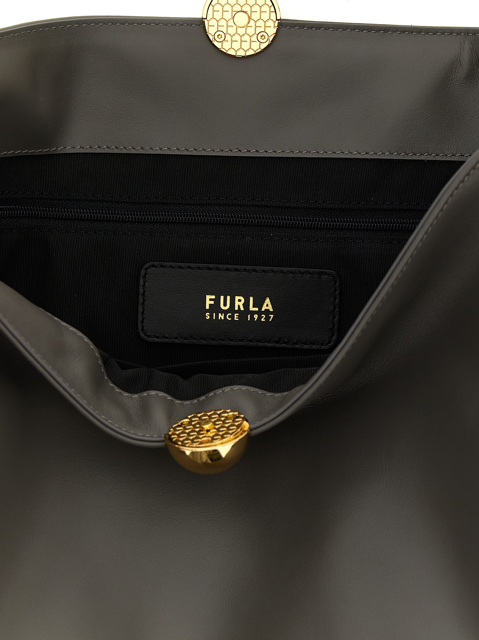 Furla Graue Kalbsleder-Umhängetasche