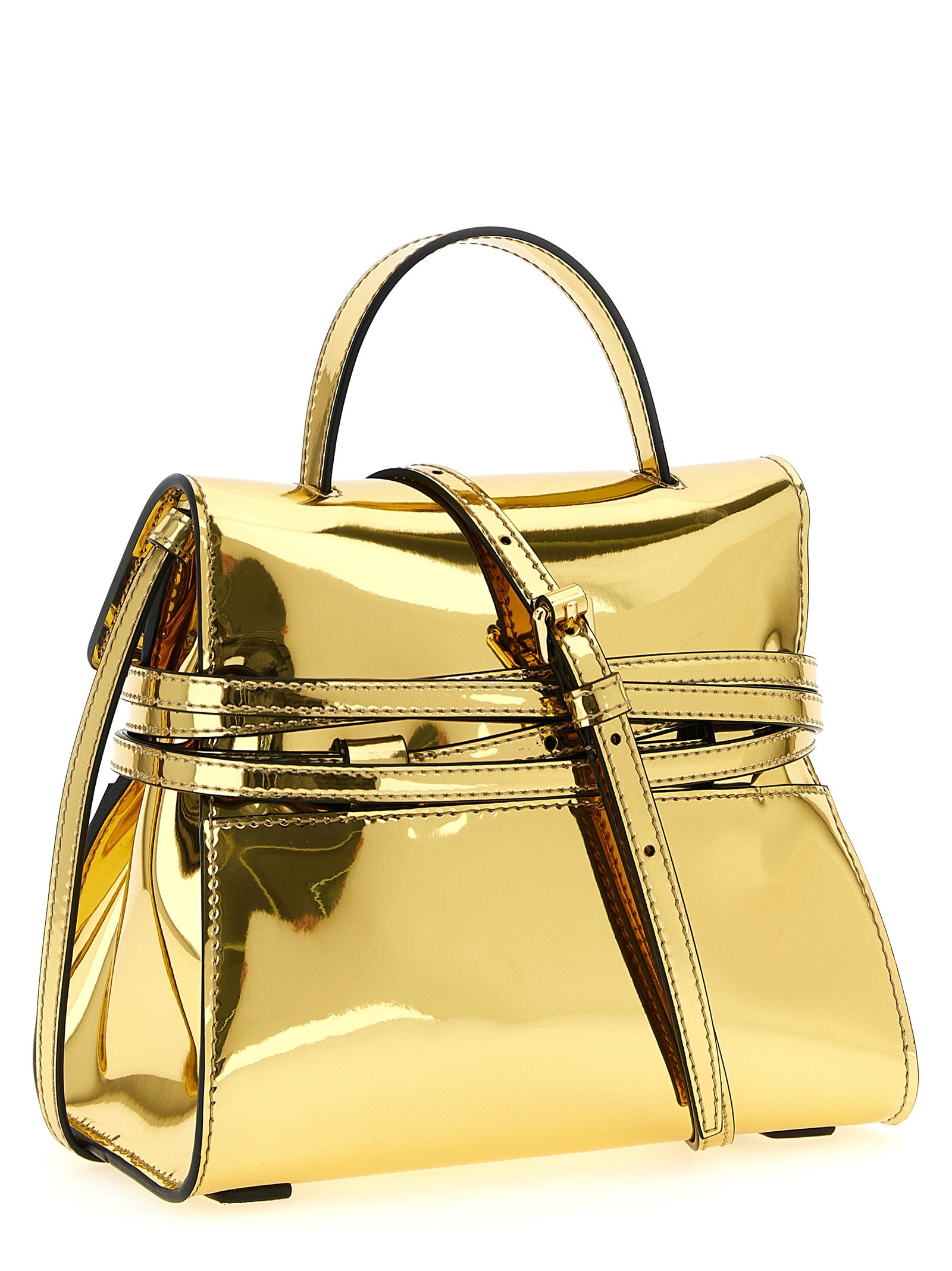 Moschino Goldene Polyethylen-Handtasche