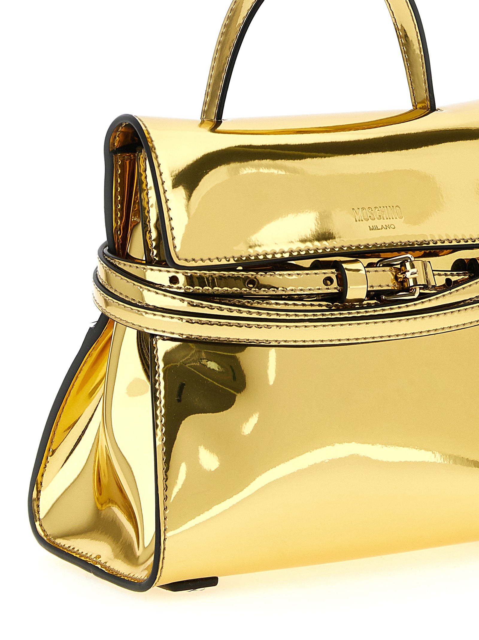 Moschino Goldene Polyethylen-Handtasche