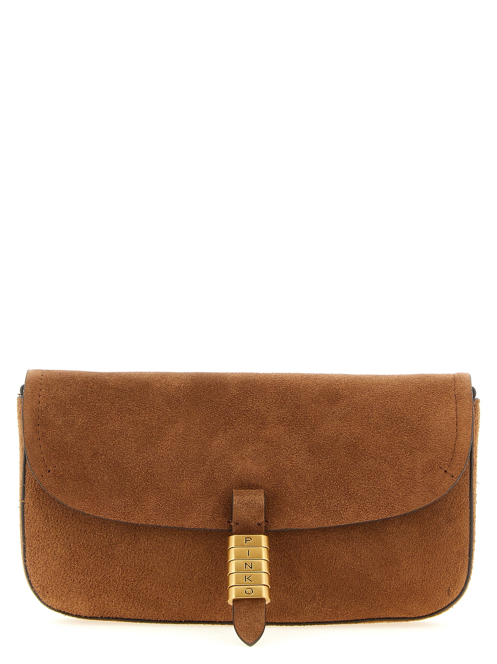 PINKO Braune Schultertasche aus Rindsleder