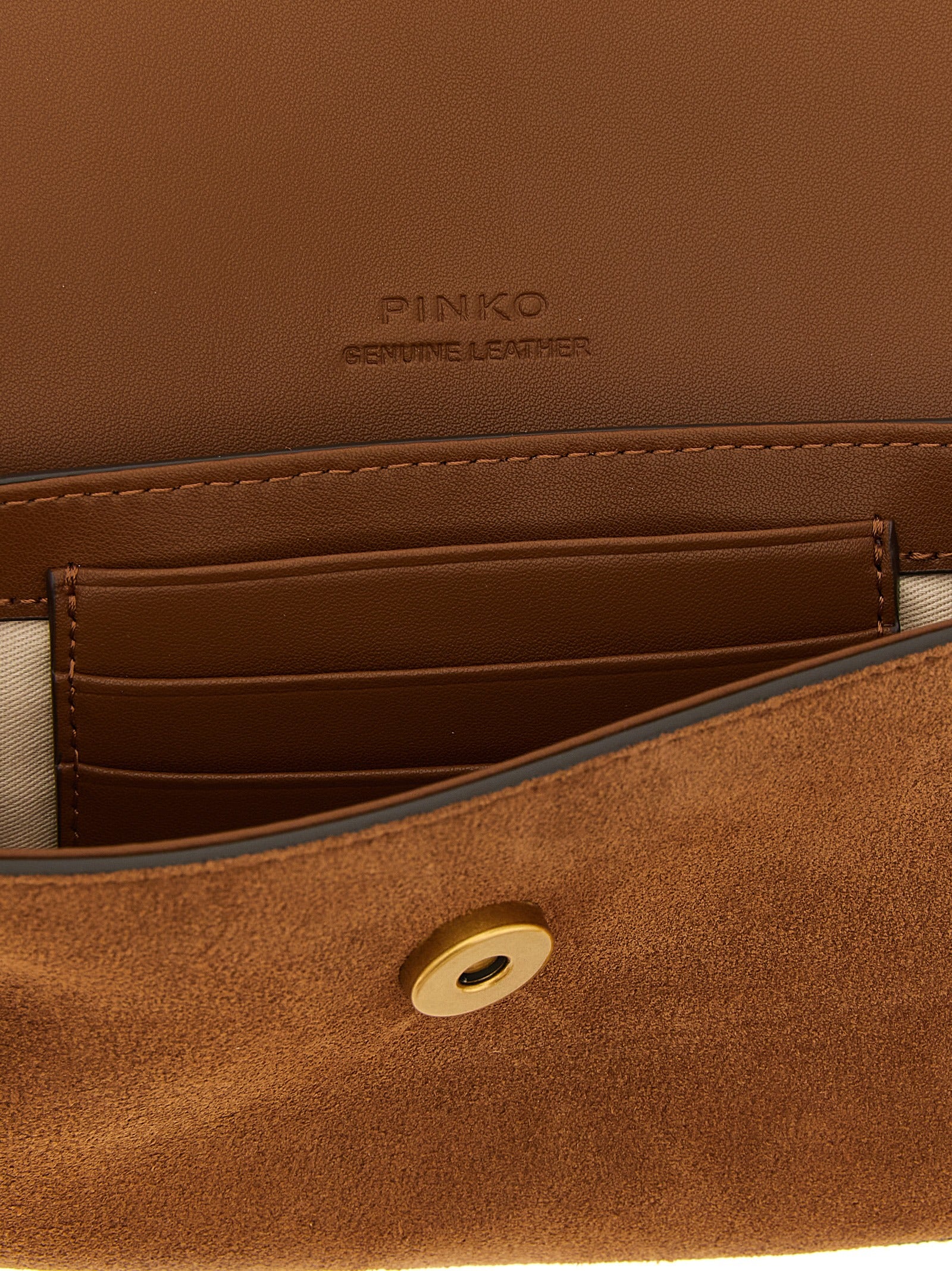 PINKO Braune Schultertasche aus Rindsleder