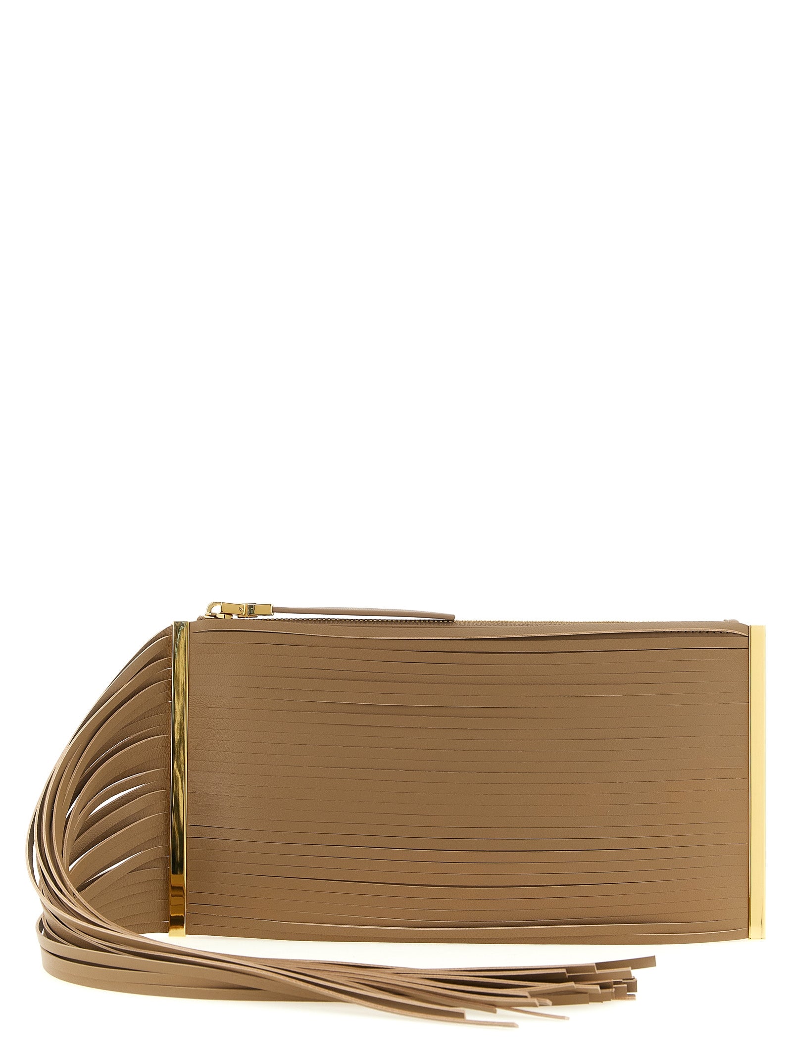 Elisabetta Franchi Beige Leder Clutch Bag