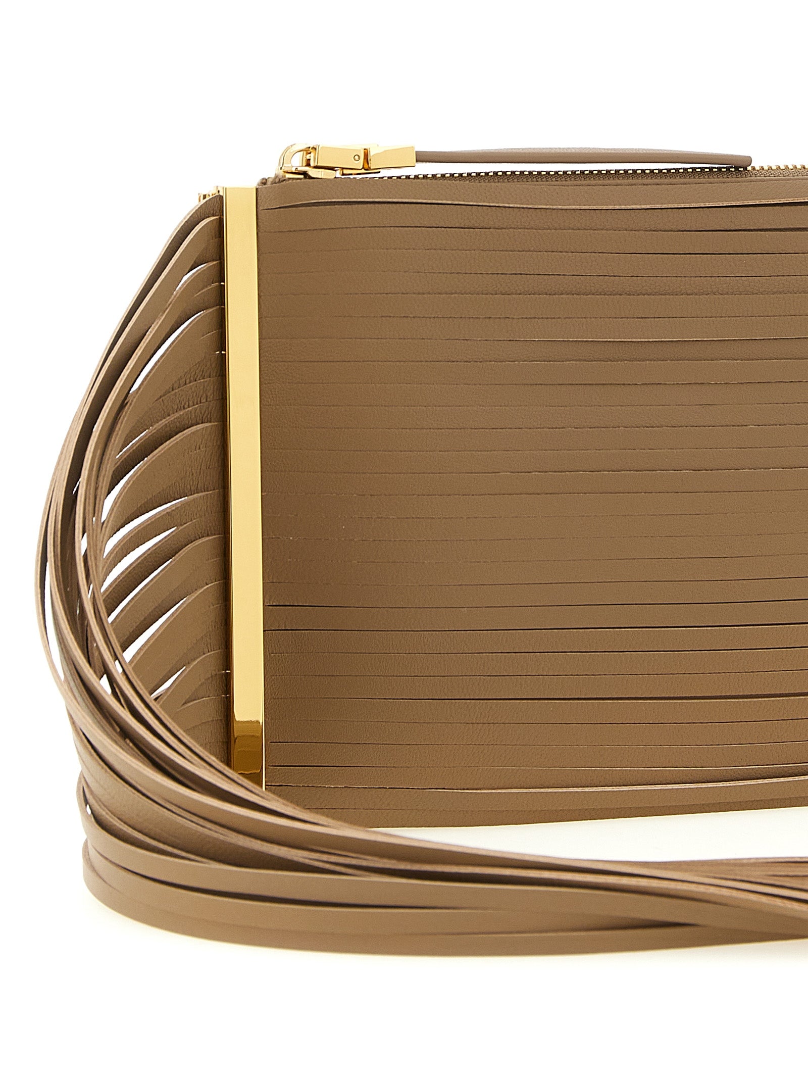 Elisabetta Franchi Beige Leder Clutch Bag