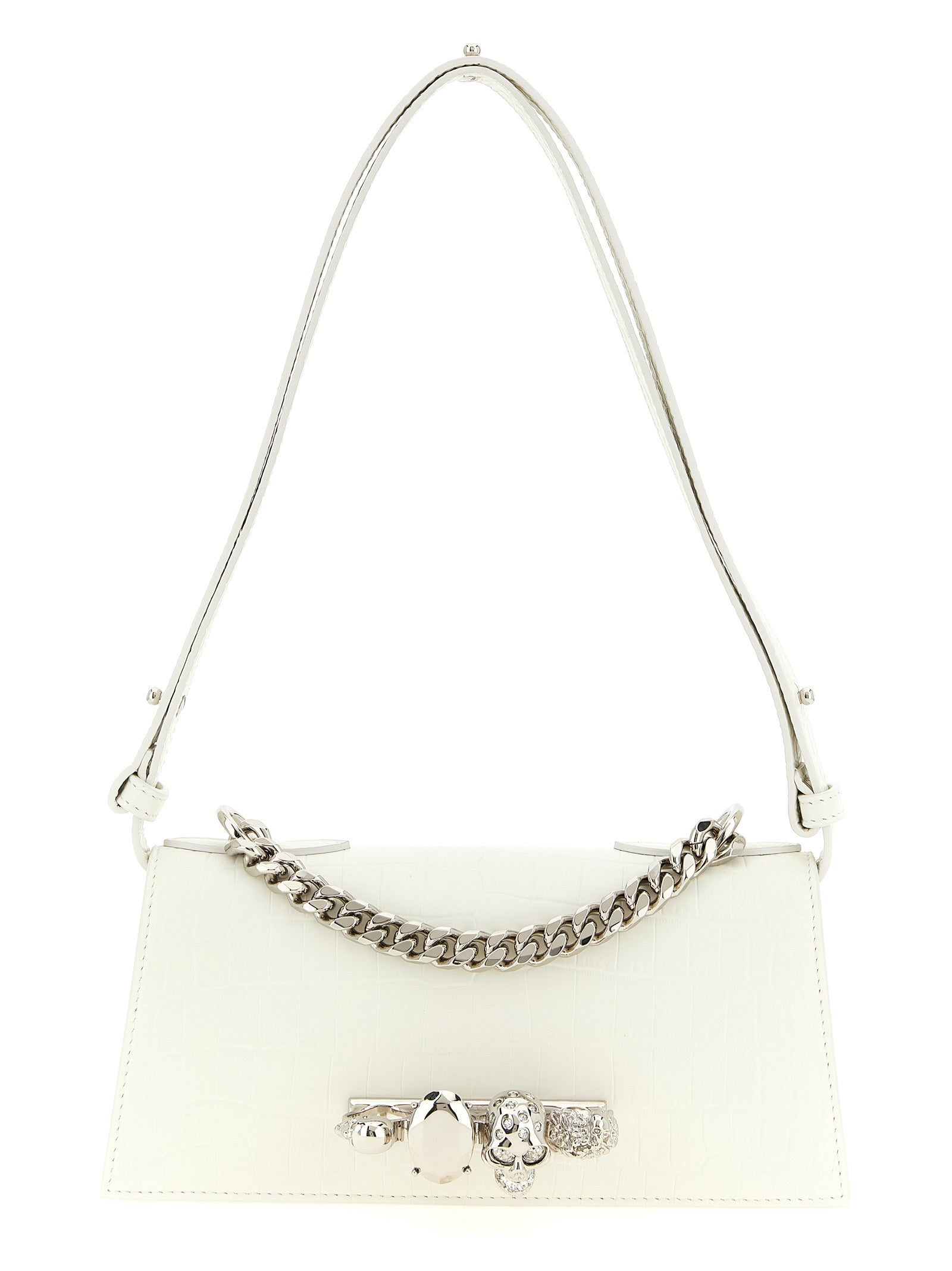 Alexander McQueen Weiße Kalbsleder-Schultertasche