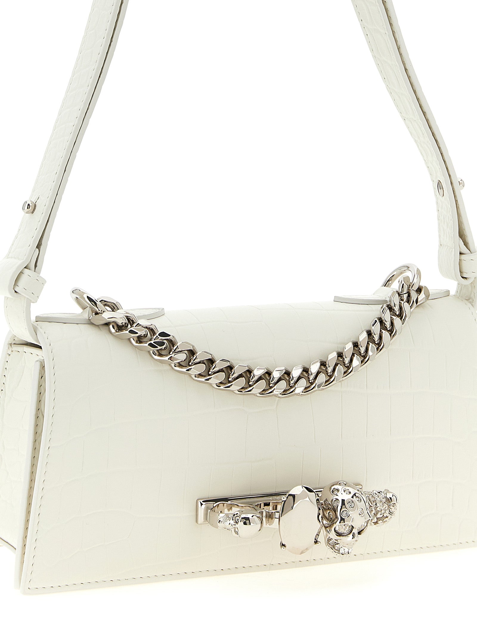 Alexander McQueen Weiße Kalbsleder-Schultertasche